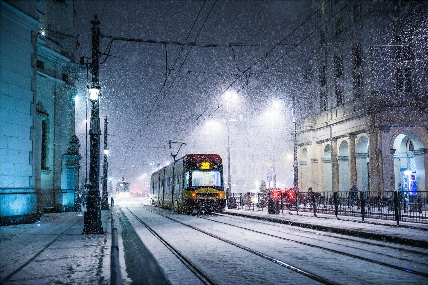 Muralo Fototapete Städte – Fototapete Wandtapete Vlies Wanddeko Wohnzimmer, bedruckt, Warschau – Stadt – Polen, 90 x 60 cm, Selbstklebende Folie