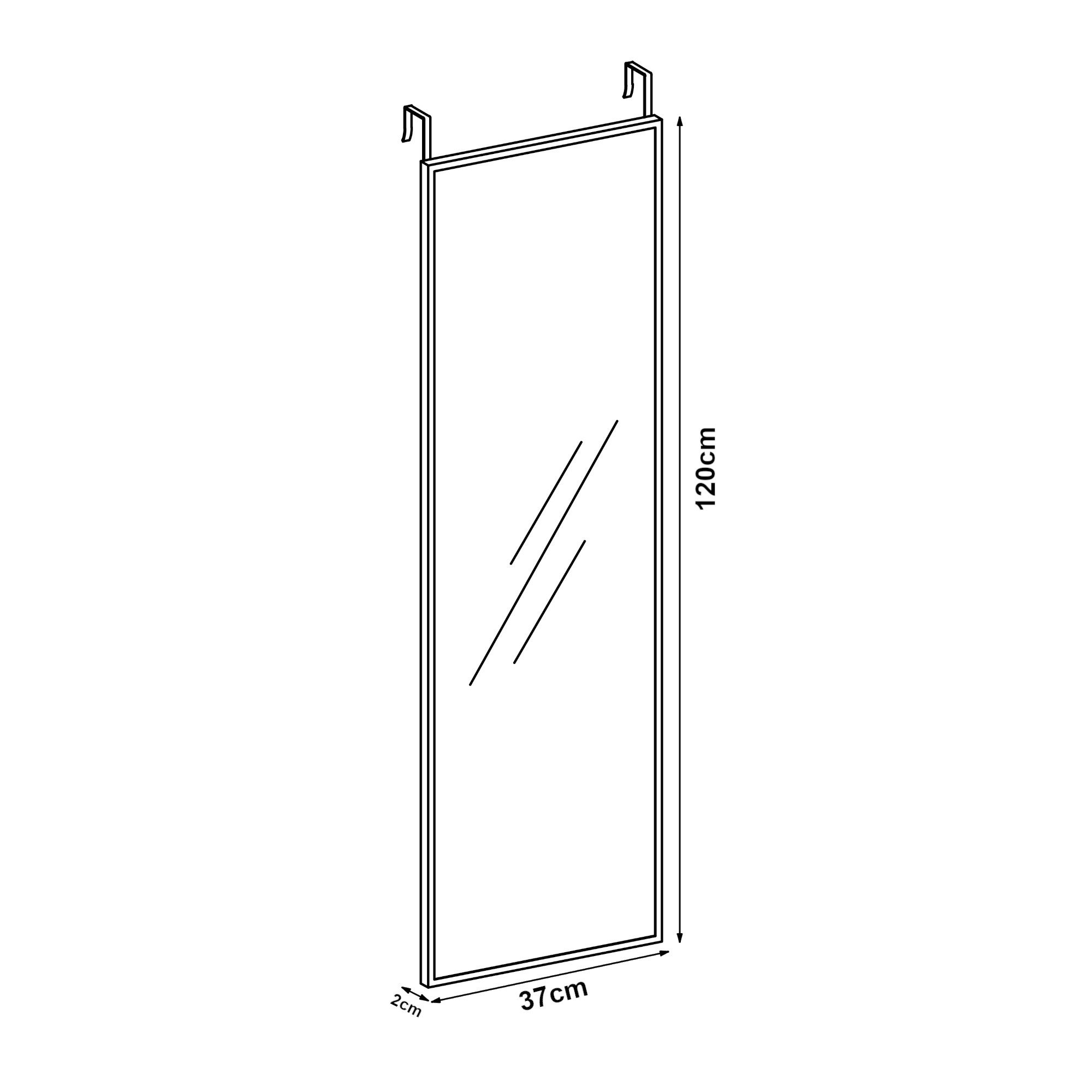 en.casa Ganzkörperspiegel, »Lesina« Türspiegel mit Hängehaken Aluminium 120x37cm Weiß