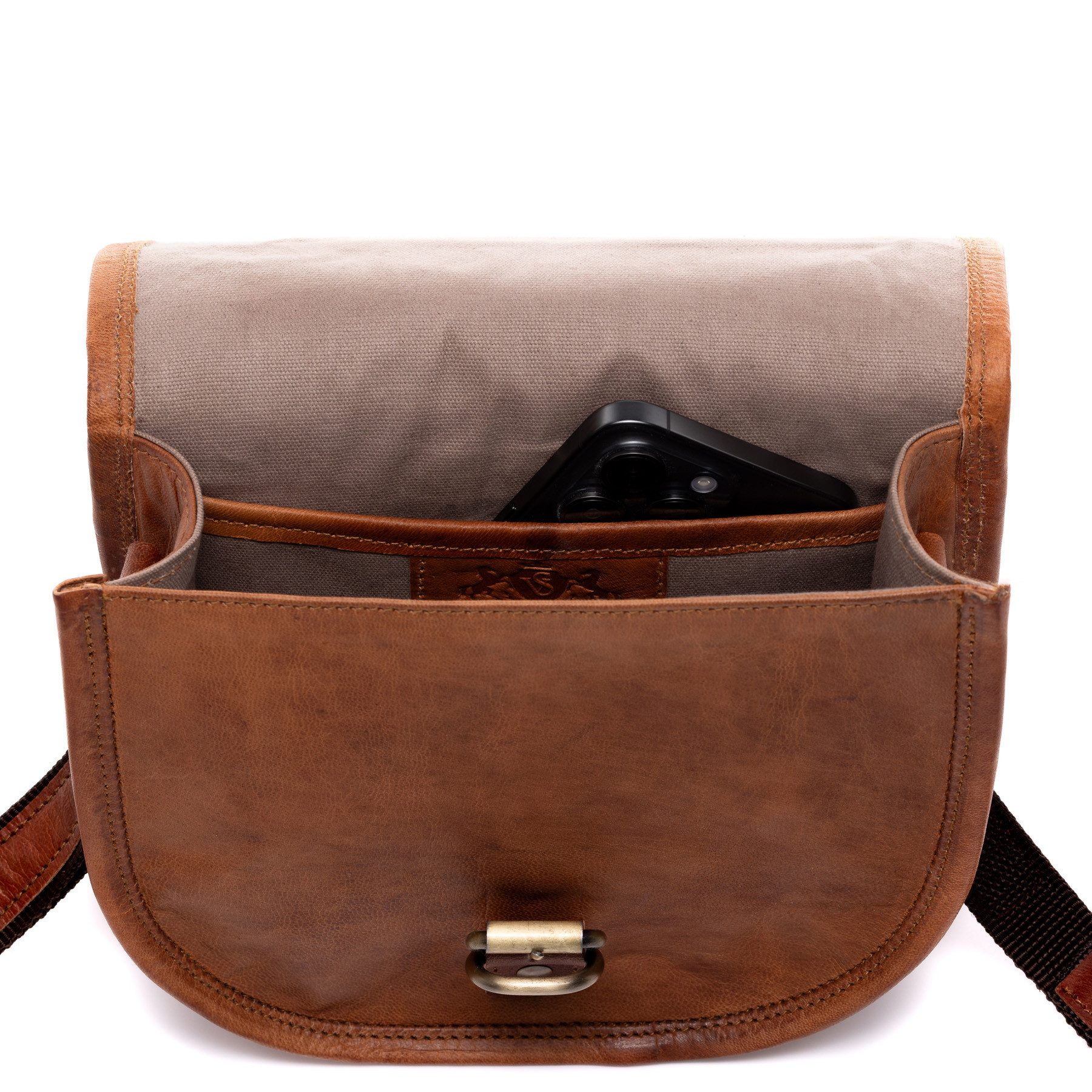 SID & VAIN Umhängetasche echt Leder cross-body groß braun-28 AUBREY, Crossbody Bag Echtleder für Damen, Umhängetasche hellbraun
