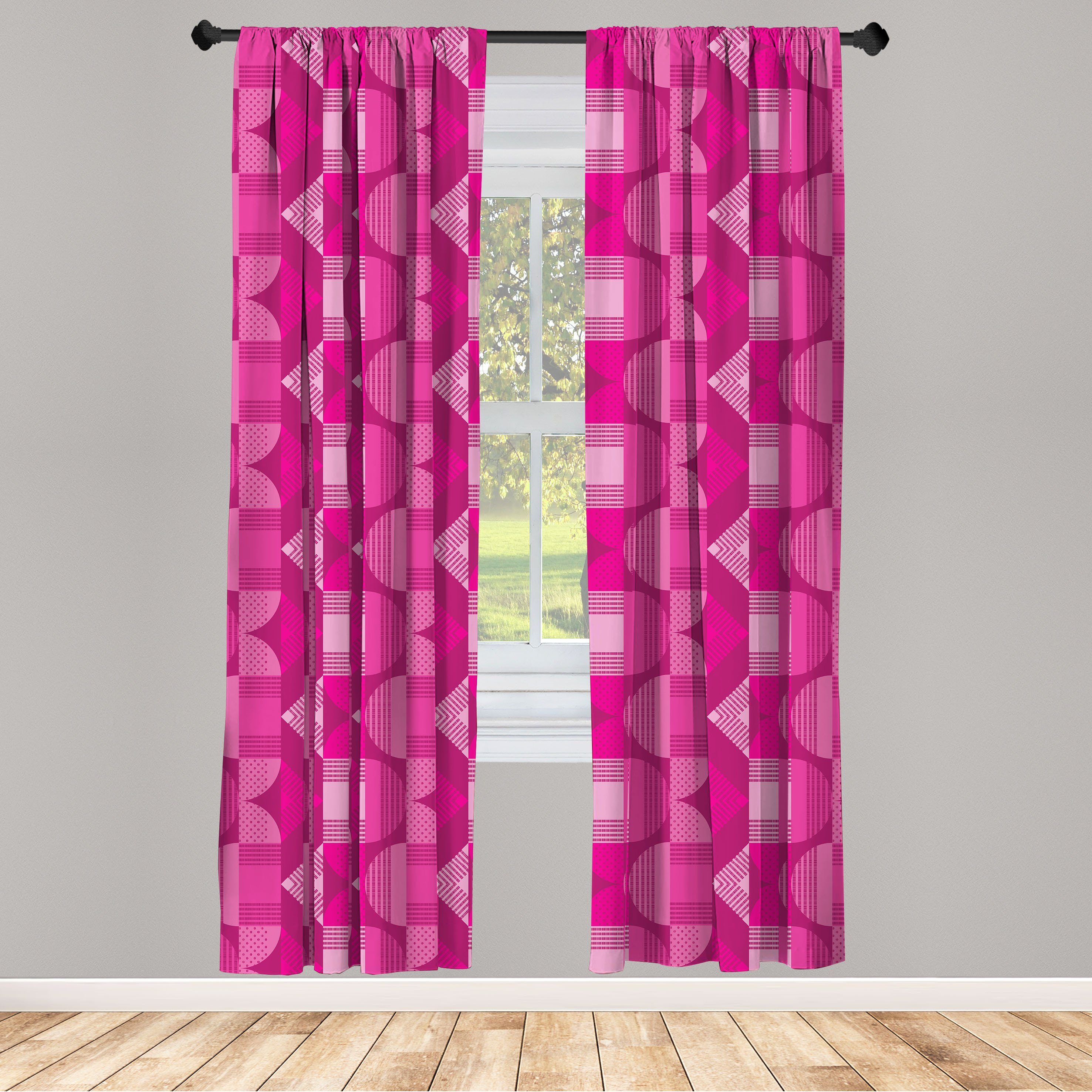 Gardine Vorhang für Wohnzimmer Schlafzimmer Dekor, Abakuhaus, Microfaser, Abstrakt Formen von Kreis und Linie
