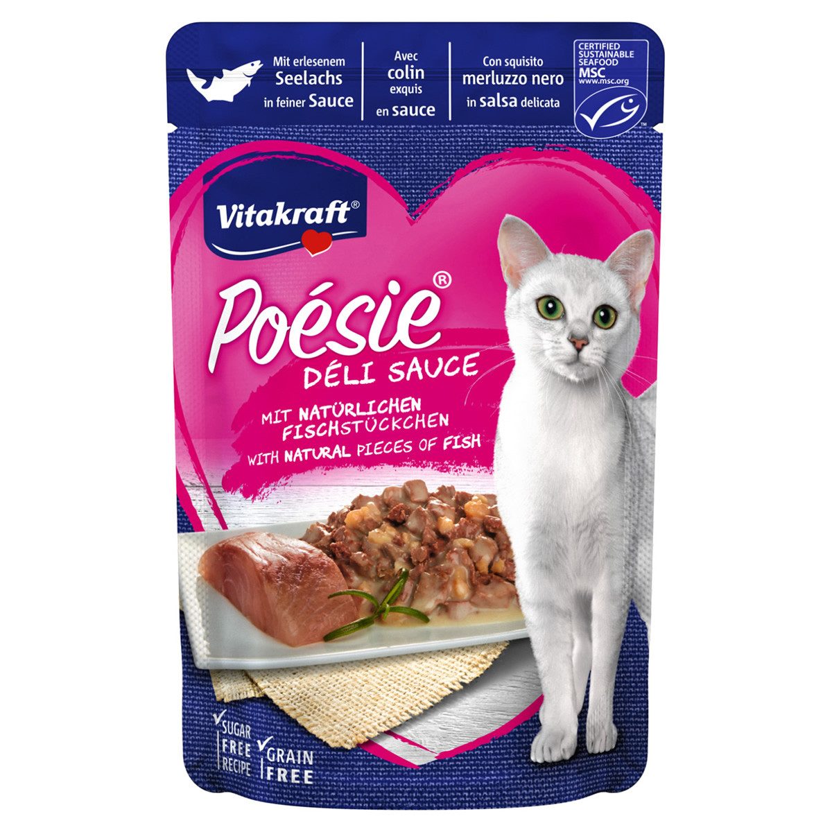 Vitakraft Poésie® DÉLI SAUCE + Seelachs 85 g, Nassfutter für: Katze