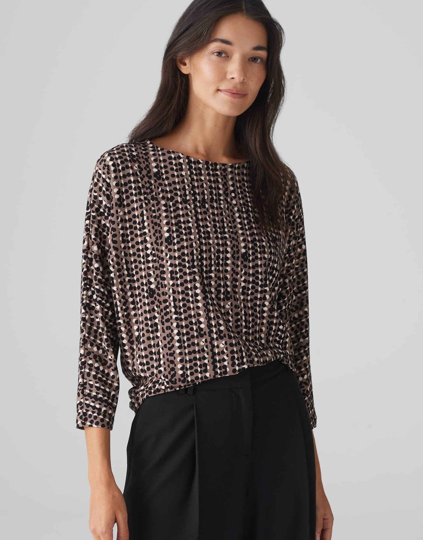 3/4-Arm-Shirt Shirt SEBRY SHINE Batwing Fit aus Viskose Mix
