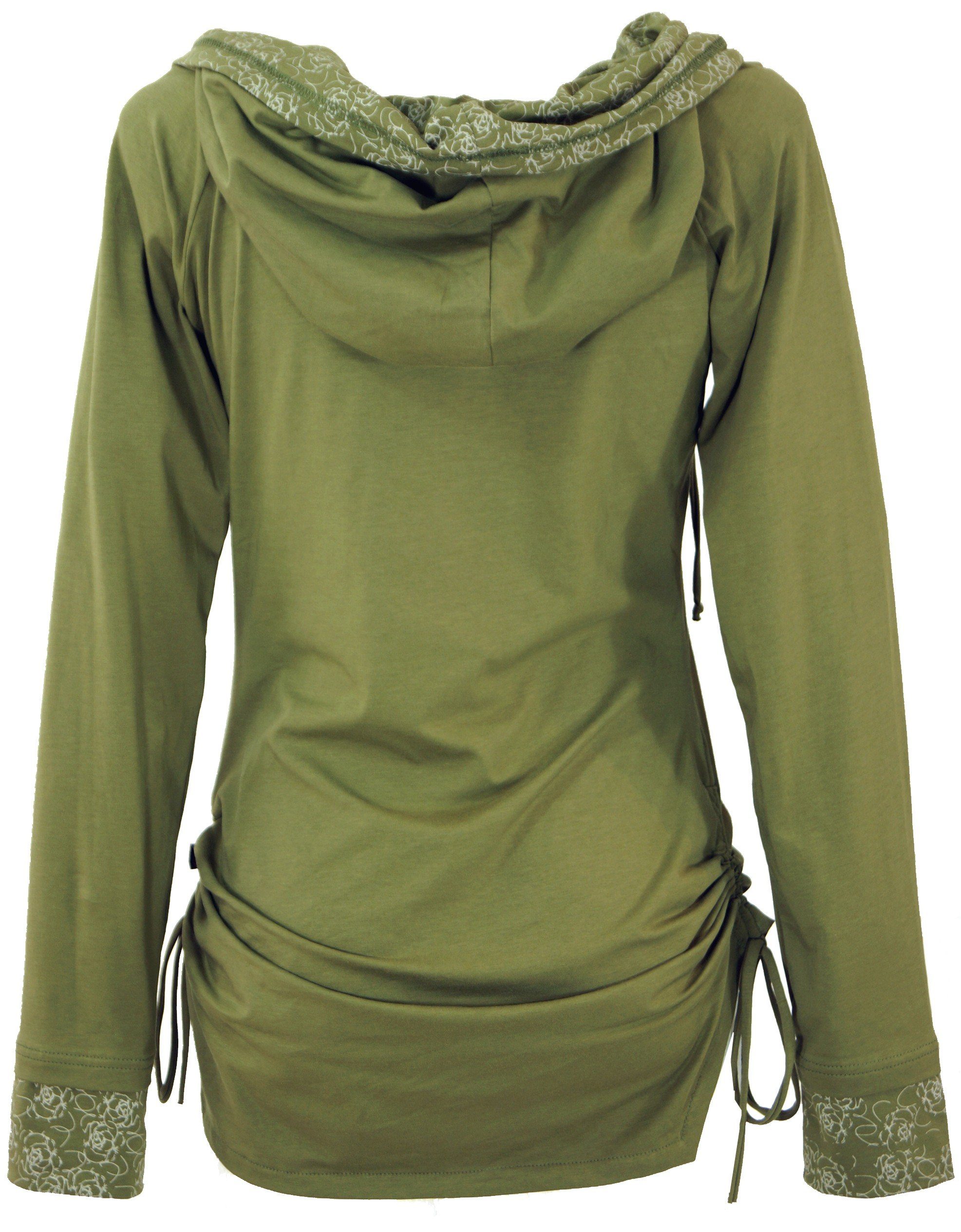 Guru-Shop Longsleeve Boho Shirt.. aus Bekleidung Bio-Baumwolle, Longshirt olivgrün alternative