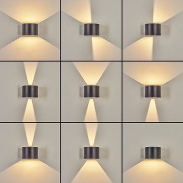 hofstein Außen-Wandleuchte Wandleuchte aus Metall in Schwarz, LED fest integriert, 3000 Kelvin, Up & Down Lichteffekte (einstellbar), 308 Lumen