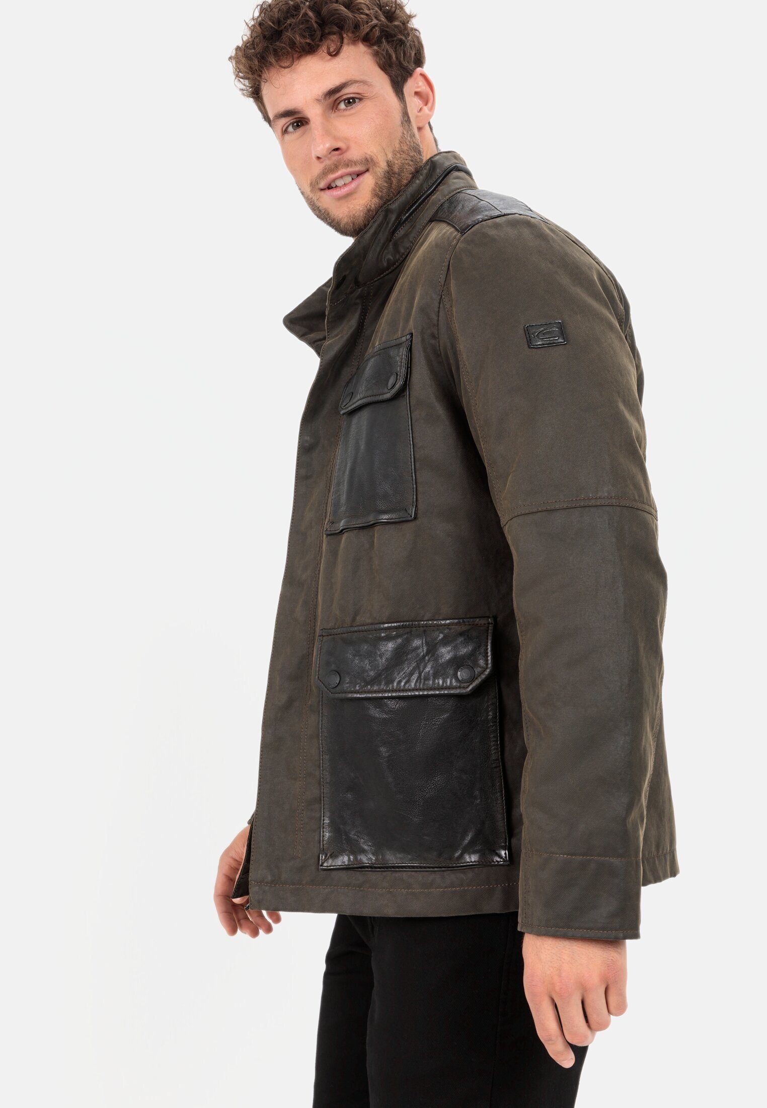 camel active Winterjacke mit Materialkontrast Langarm