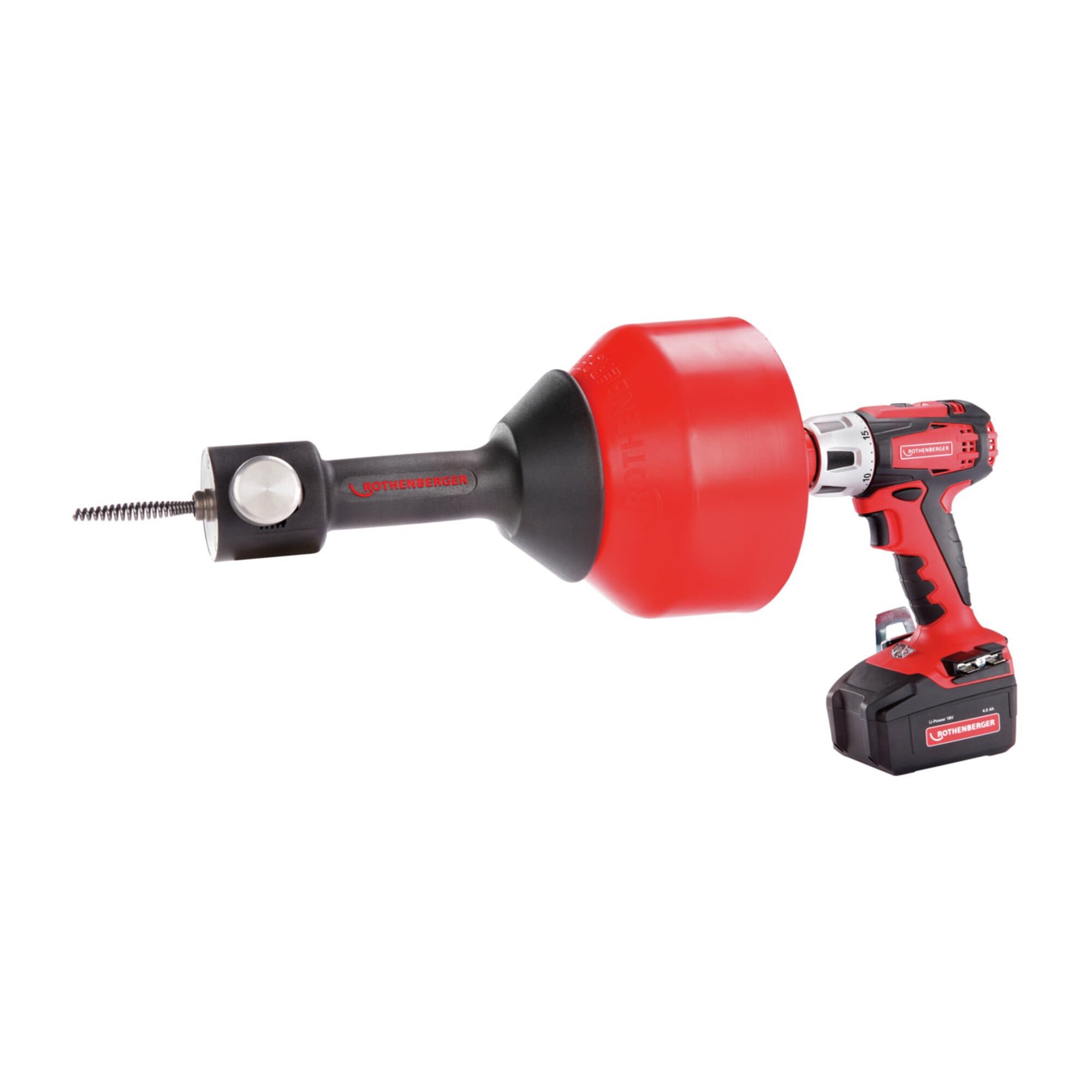 Rothenberger Rohrreinigungsmaschine Rothenberger ROSPIMATIC Cordless Set mit Zusatzspirale