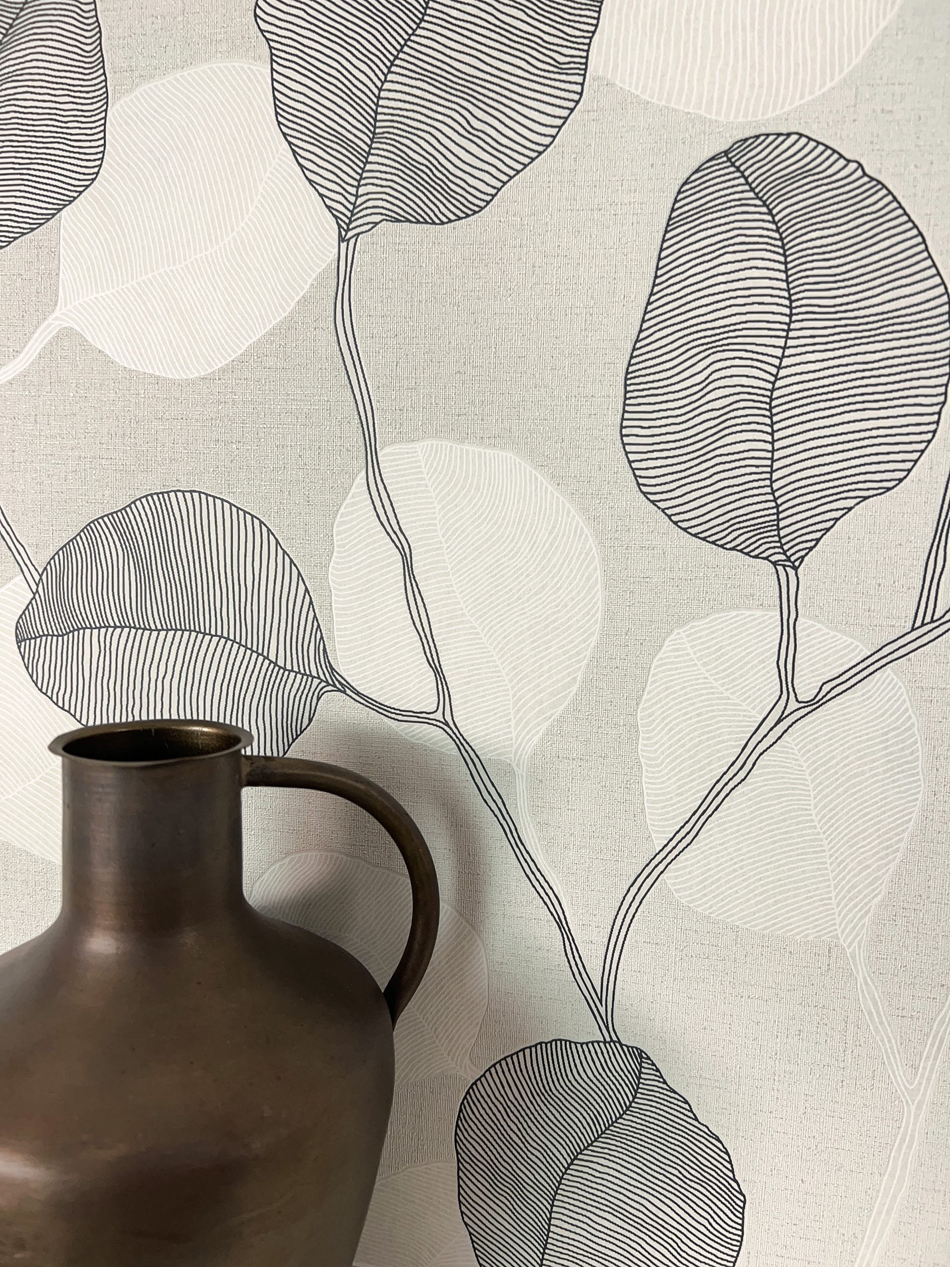 Newroom Vliestapete, Grau Tapete Floral Blätter günstig online kaufen