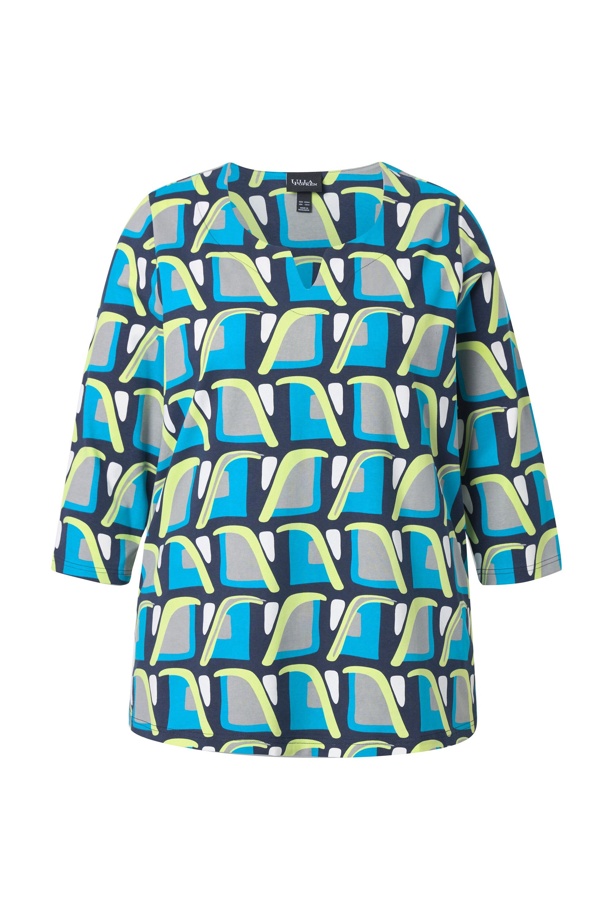 Ulla Popken T-Shirt Shirt A-Linie Tunika-Ausschnitt 3/4-Arm günstig online kaufen