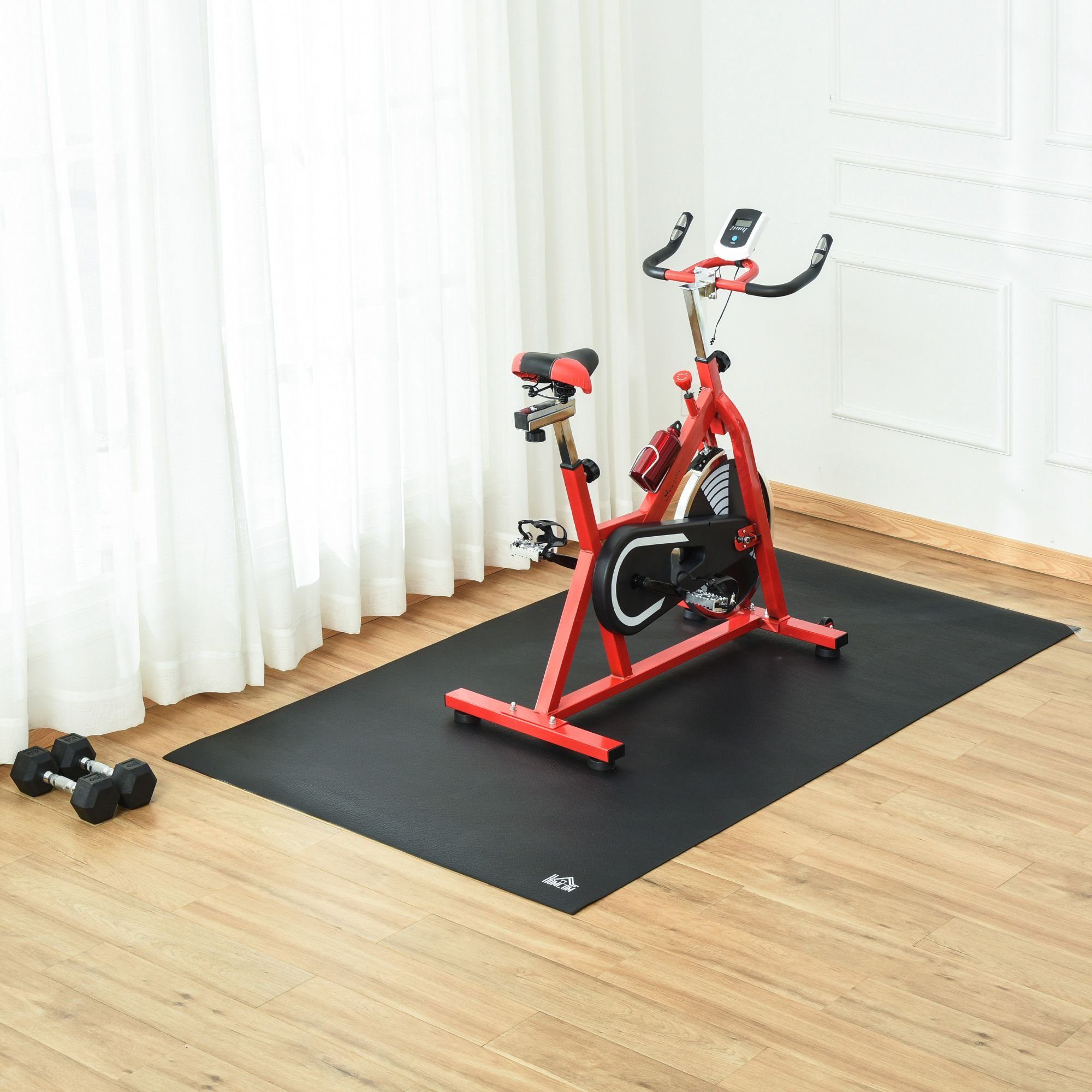 HOMCOM Yogamatte Bodenschutzmatte für Fitnessgeräte Sport (Multifunktionsmatte, 1-St., Gymnastikmatten), Schwarz 180 x 90 x 0,6 cm