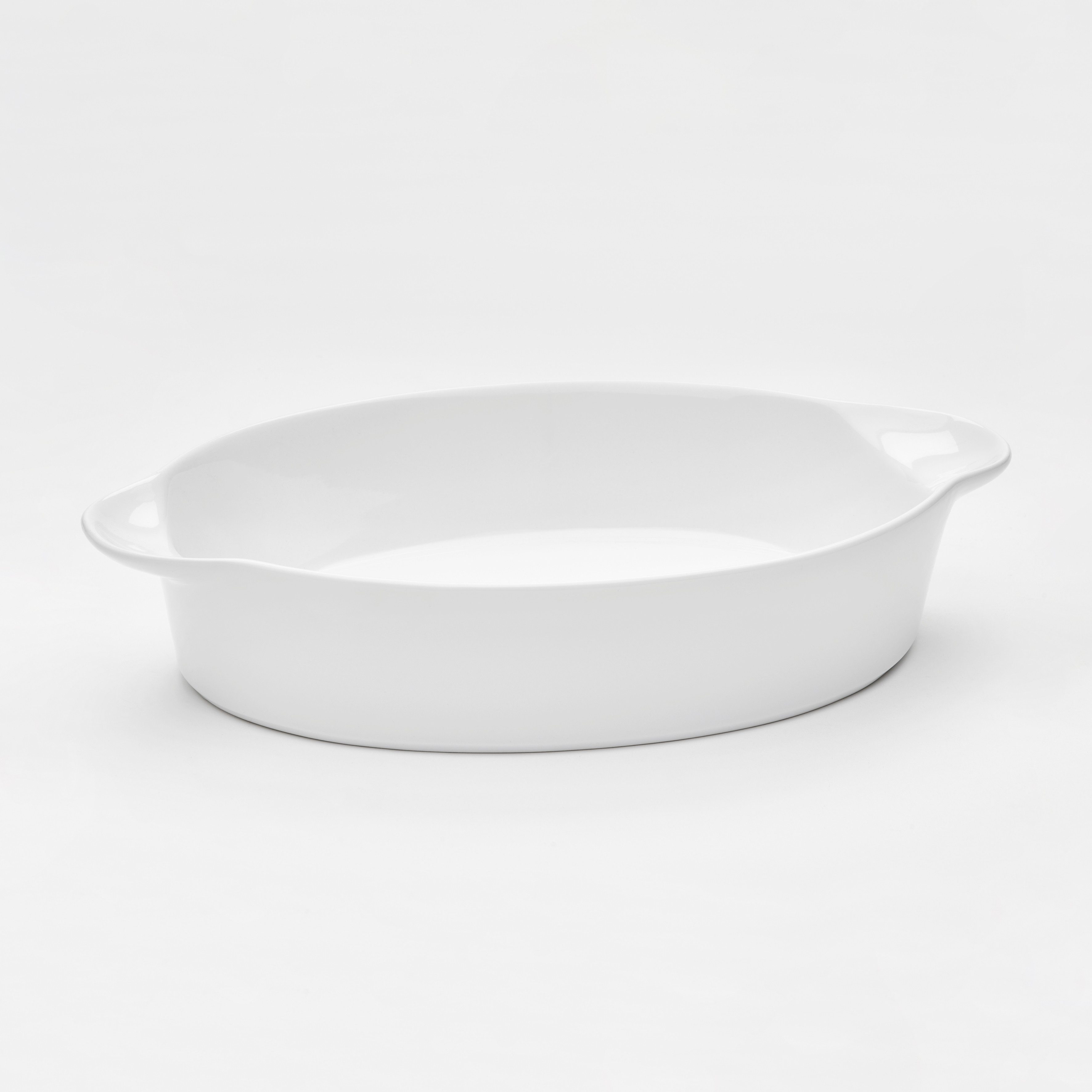 van Well Auflaufform Backform oval, 35 x 23 x 6,7 cm, Porzellan, (1-St), weiß glänzend, spülmaschinen- und mikrowellengeeignet