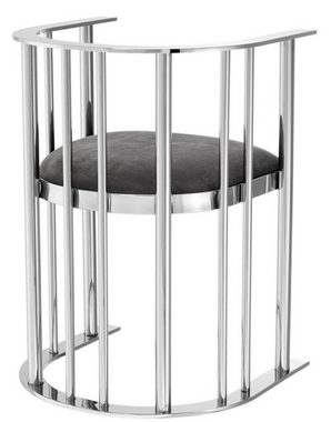 Casa Padrino Armlehnstuhl Designer Stuhl mit Armlehnen Silber / Dunkelgrau 54,5 x 53 x H. 68 cm - Designermöbel