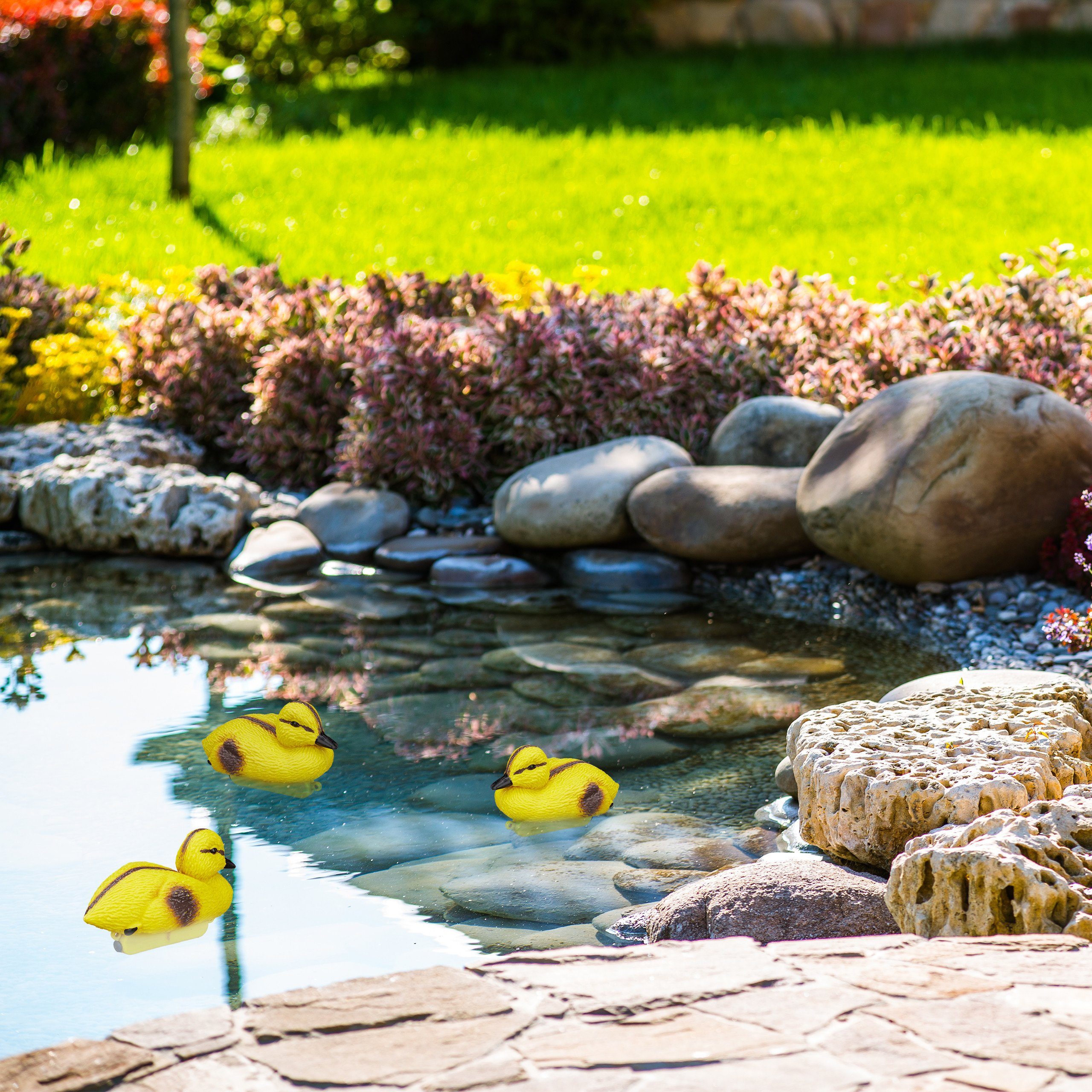 relaxdays Gartenfigur Teichente Küken 3er Set, (3 St) – Bild 3 von 5