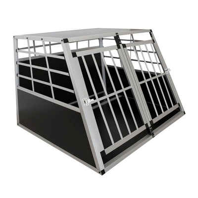 Juskys Tierreisebox »Alu-Hundetransportbox in 4 versch. Größen: M, L, L-X, XL«, Auto Hundebox robust & pflegeleicht – Gittertür verschließbar - Autotransportbox für Hunde