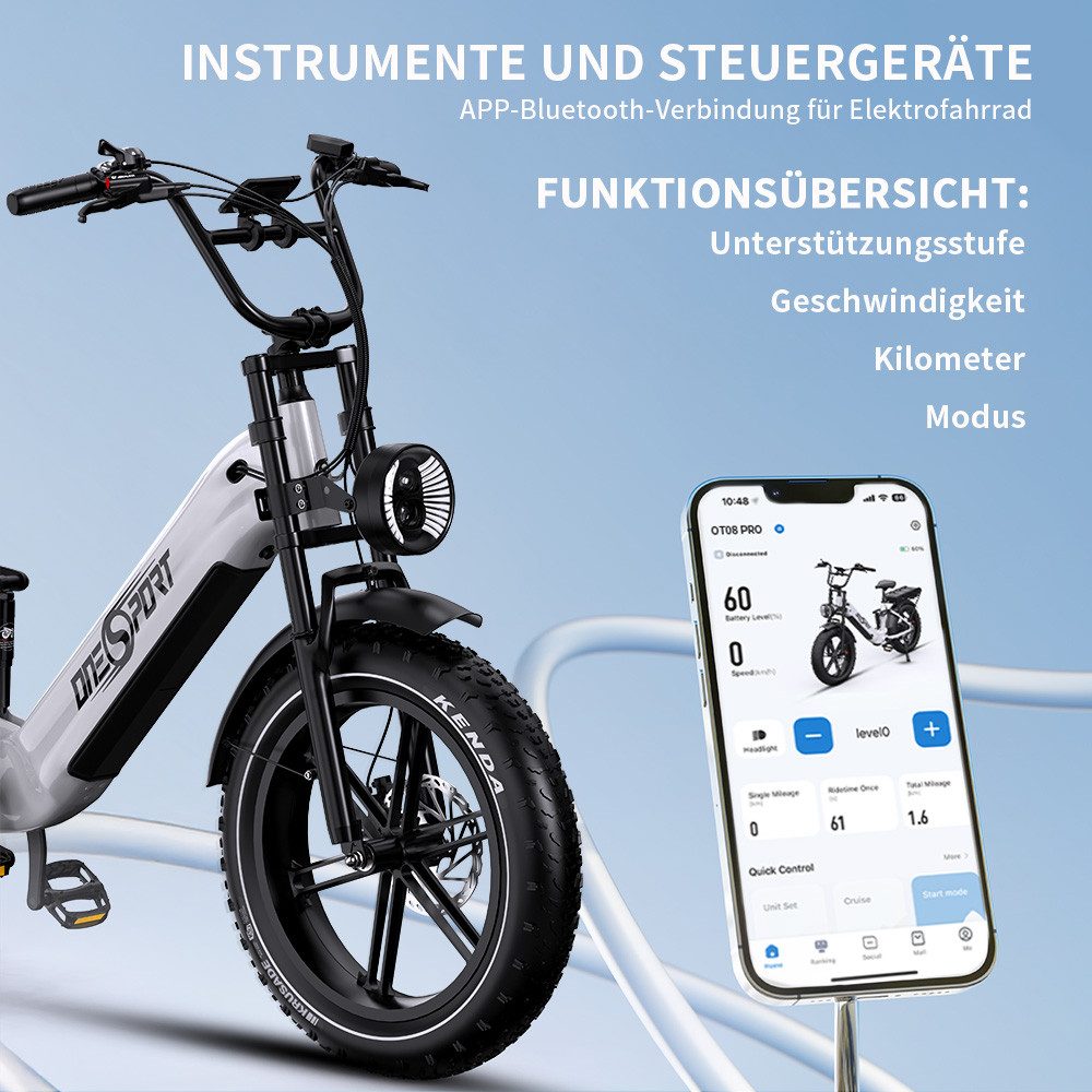 Onesport E-Bike Cityrad OT08pro herren 1728WH Elektrofahrrad 204.0 Zoll 36AH 48V damen, 7 Gang Shimano, Kettenschaltung, Heckmotor, 1728 Wh, Cityrad 7 Gang Shimano, hydraulischen Scheibenbremse, Kettenschaltung