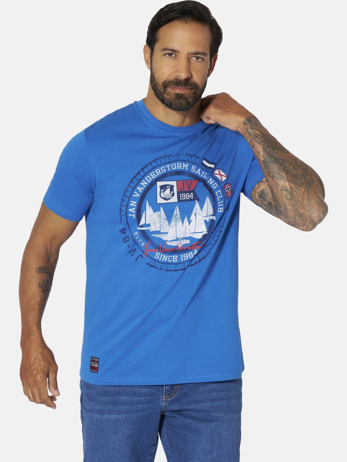 Jan Vanderstorm T-Shirt TERNO mit Segel- und Kompassprint günstig online kaufen