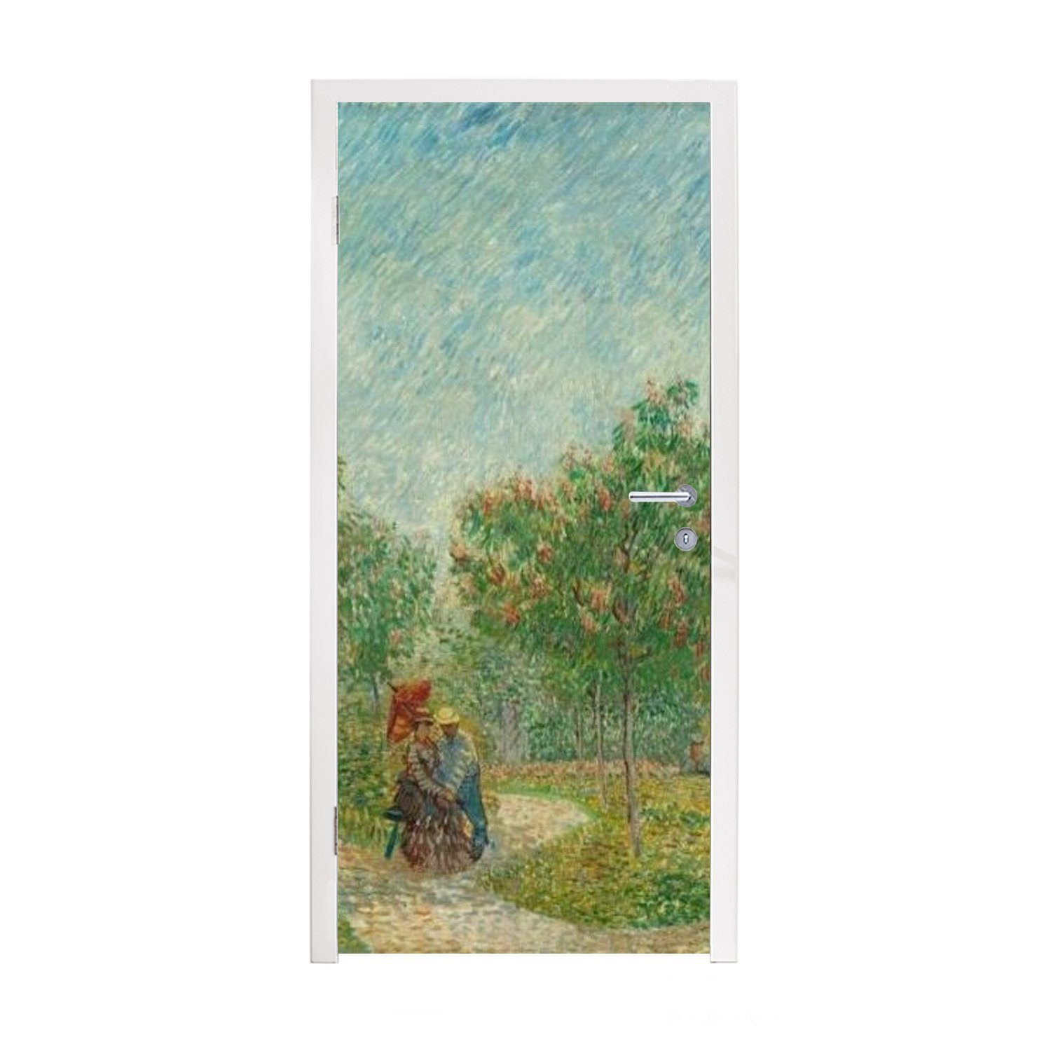 MuchoWow Türtapete Garten mit Liebenden - Vincent van Gogh, Matt, bedruckt, (1 St), Fototapete für Tür, Türaufkleber, 75x205 cm