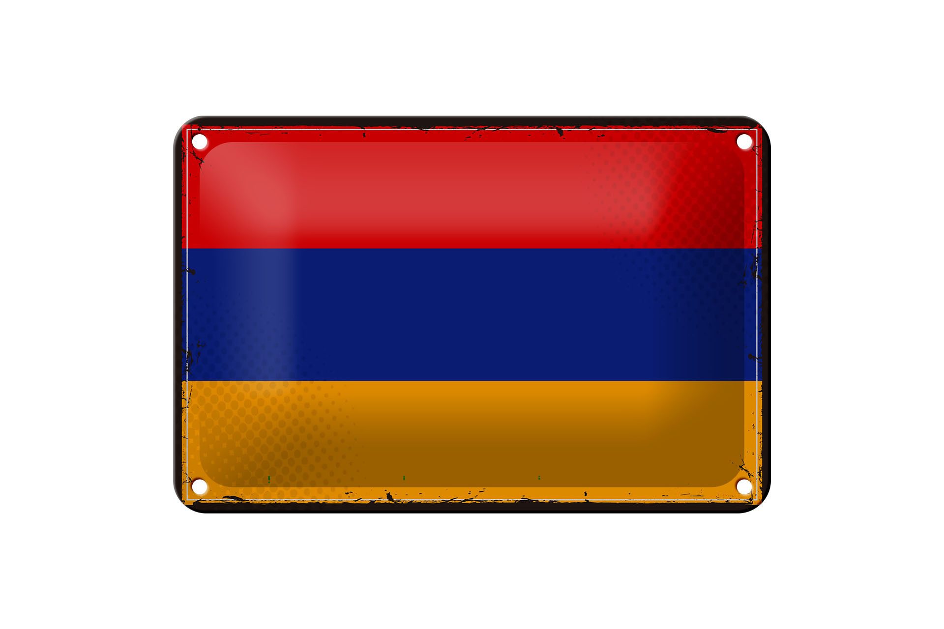 Femer GmbH Metallschild Flagge Armenien 18x12cm Retro Flag of Armenia, (1 St), gewölbte Oberfläche, abgerundete Ecken, umgeschlagene Kanten