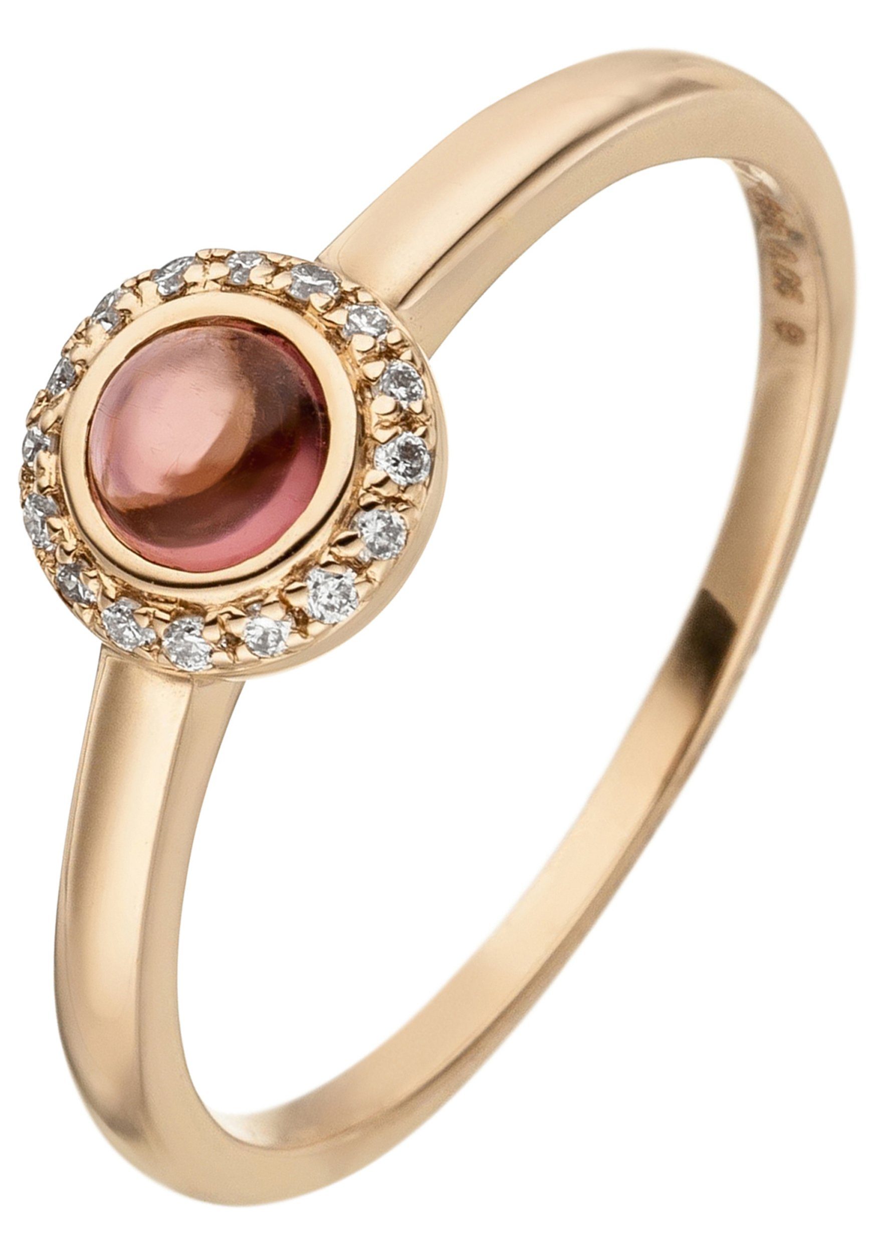 JOBO Diamantring, 585 Roségold mit 16 D...