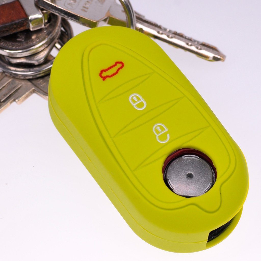 mt-key Schlüsseltasche Autoschlüssel Softcase Silikon Mito ALFA Romeo Klappschlüssel ab Schutzhülle für Apfelgrün, Tasten Giulietta 2008 4C 3 940