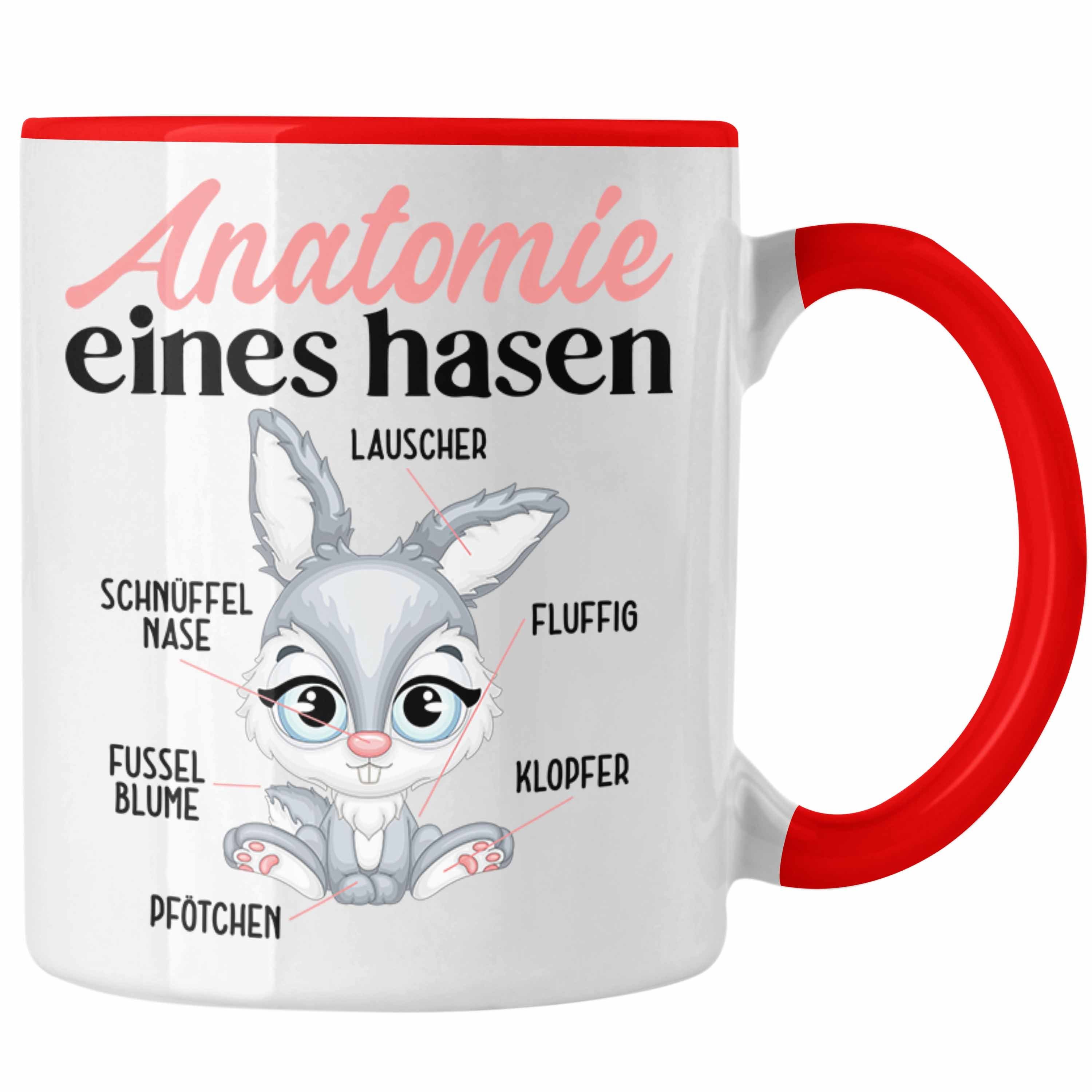 Trendation Tasse Hasen Tasse Geschenk Hasen-Besitzer Kaninchen Kinder Anatomie Eines Ha Rot