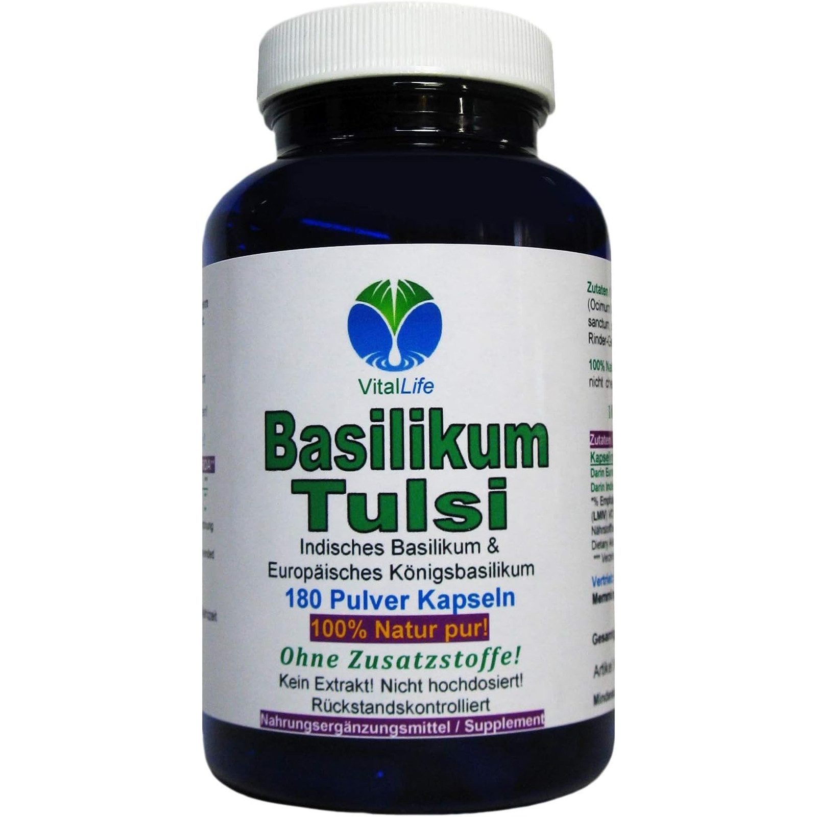 Basilikum Tulsi NATUR pur KEIN Extrakt OHNE Zusatzstoffe Kapseln