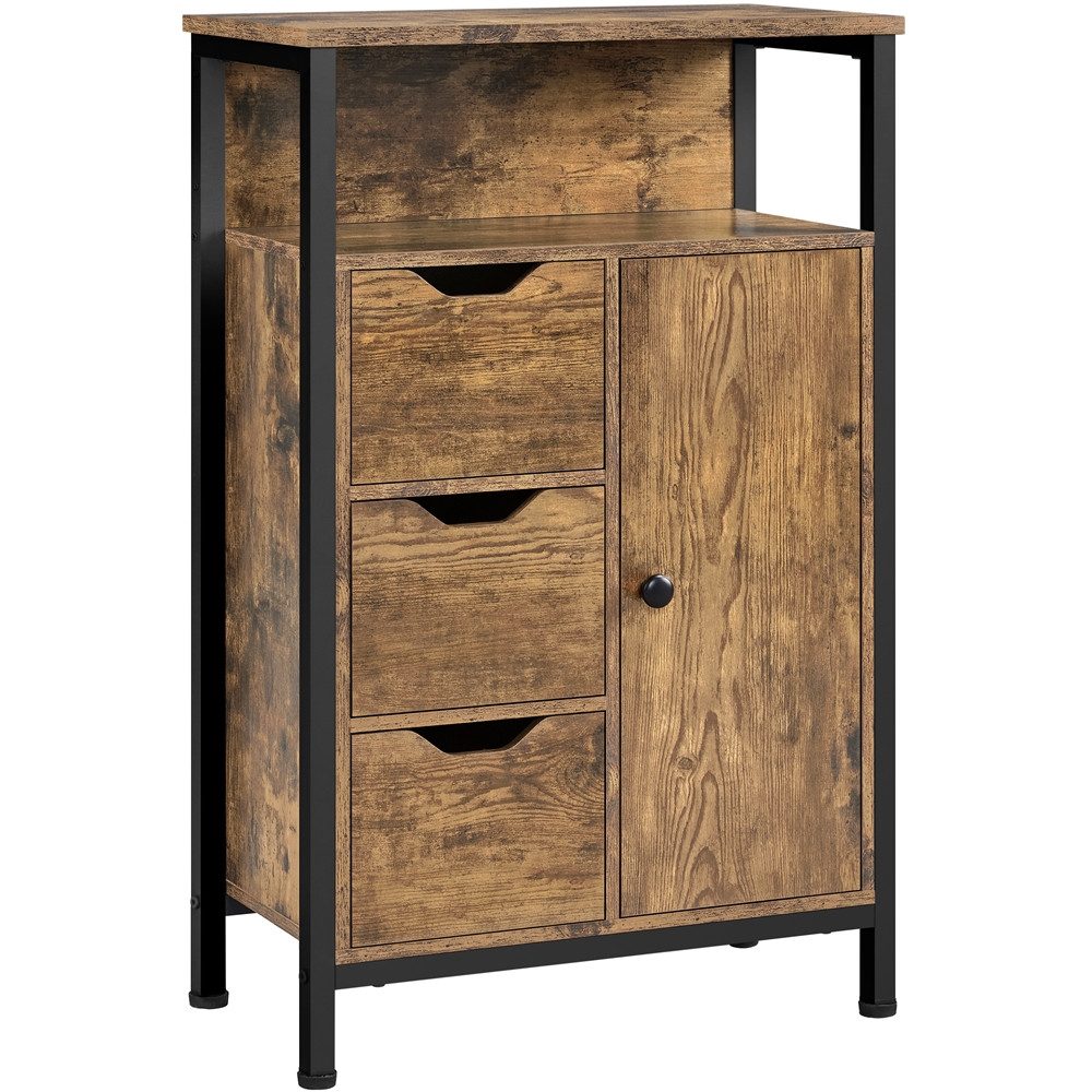 Yaheetech Badkommode Badschrank mit 3 Schubladen, Unterschrank Badezimmerschrank Einlegeboden verstellbar