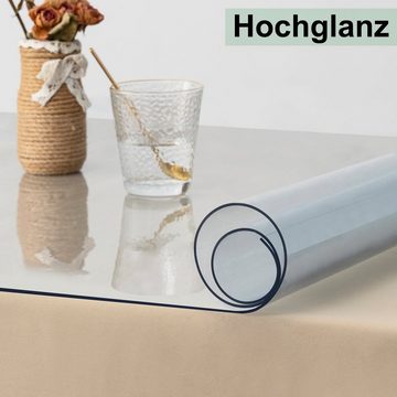 Woltu Tischdecke (1-tlg), 2 mm Wasserdicht Durchsichtige Tischfolie aus PVC