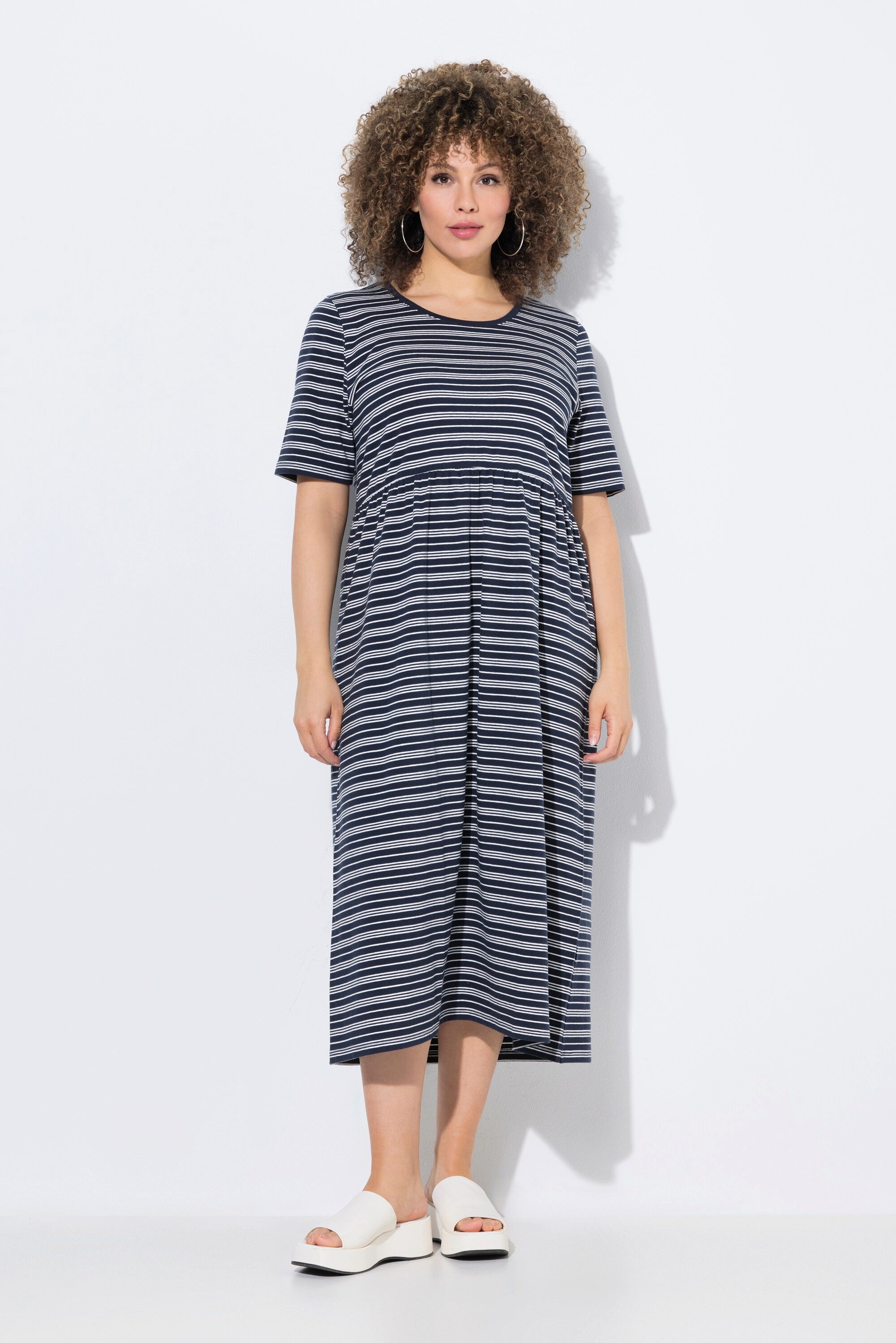 Ulla Popken Jerseykleid Midikleid Ringel A-Linie günstig online kaufen
