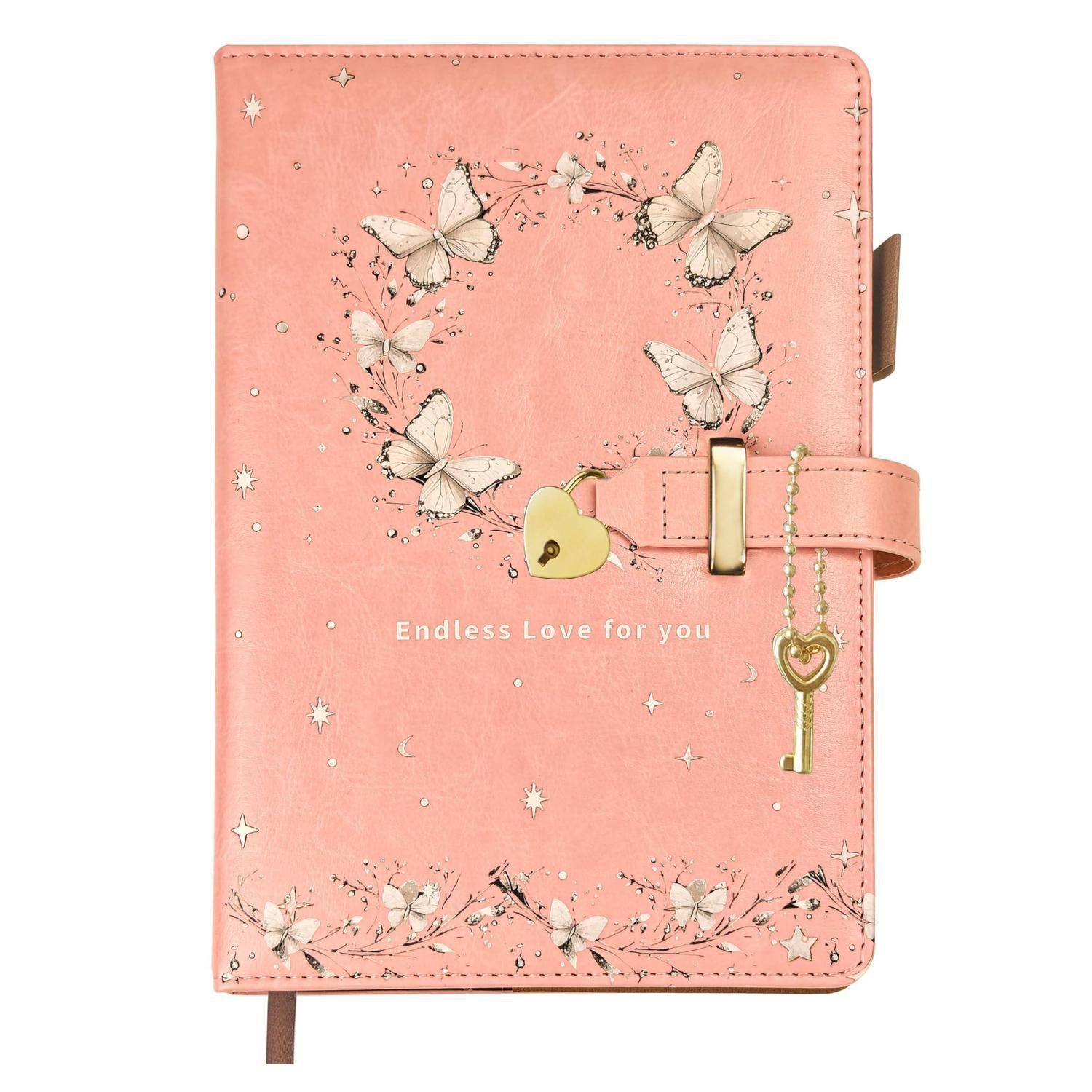 LuxusKollektion Tagebuch Tagebuch mit Schloss & UV-Schmetterling A5 Rosa