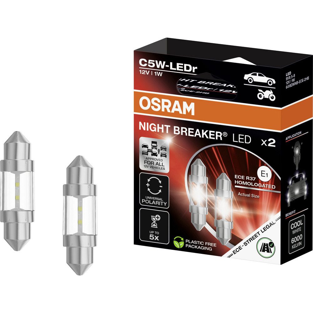 Osram KFZ-Ersatzleuchte OSRAM 6418DWNB-ECE-2HB LED Leuchtmittel C5W