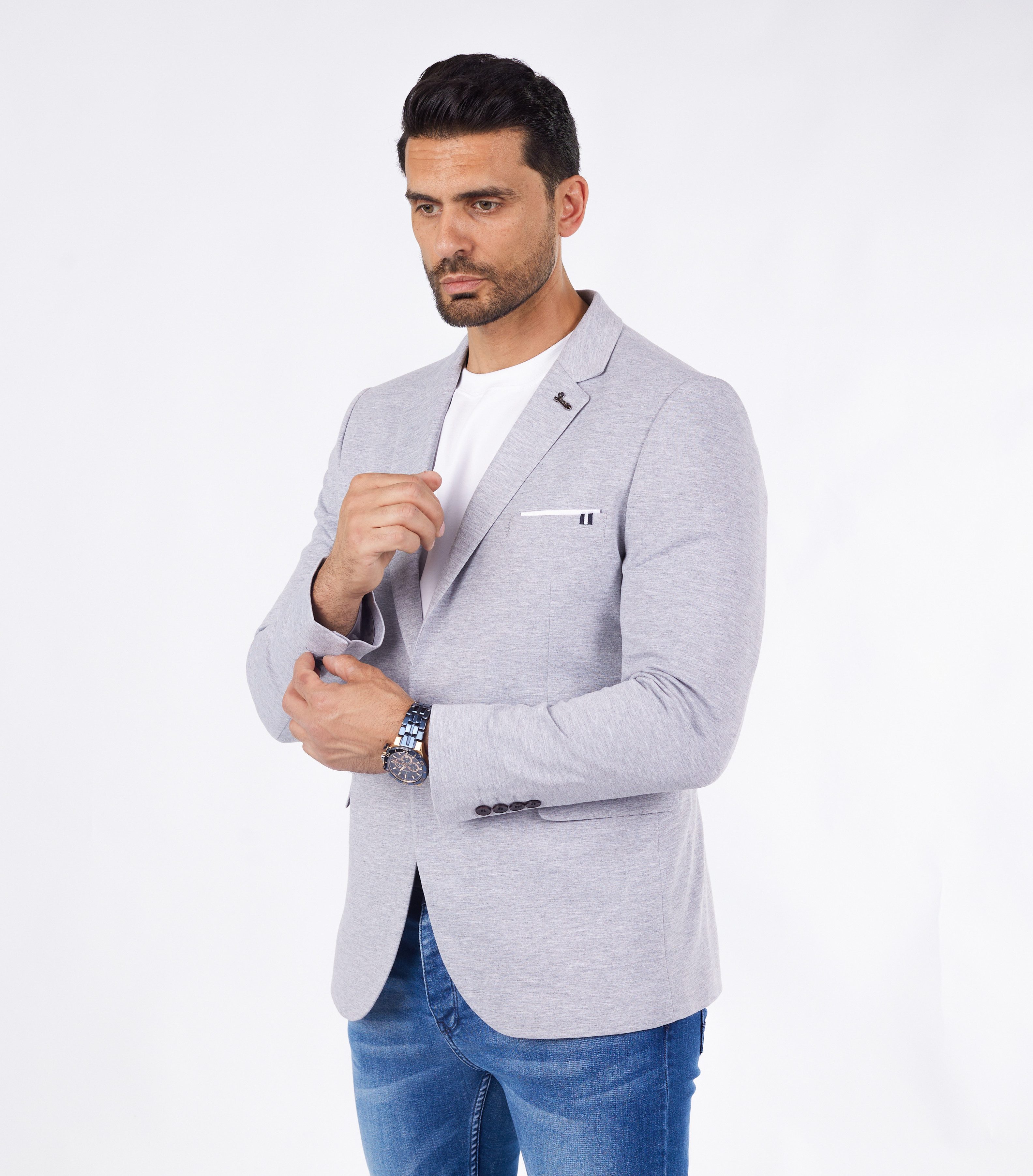 Denim Distriqt Jerseysakko Sportliches Herren SLIM FIT Jersey Sakko mit Str günstig online kaufen