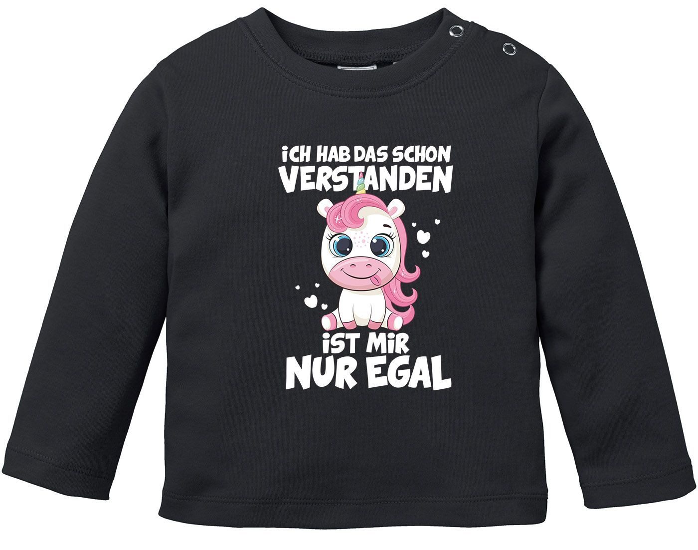 Rundhalsshirt Baby Langarmshirt Einhorn mit Spruch Ich hab das schon verstanden ist
