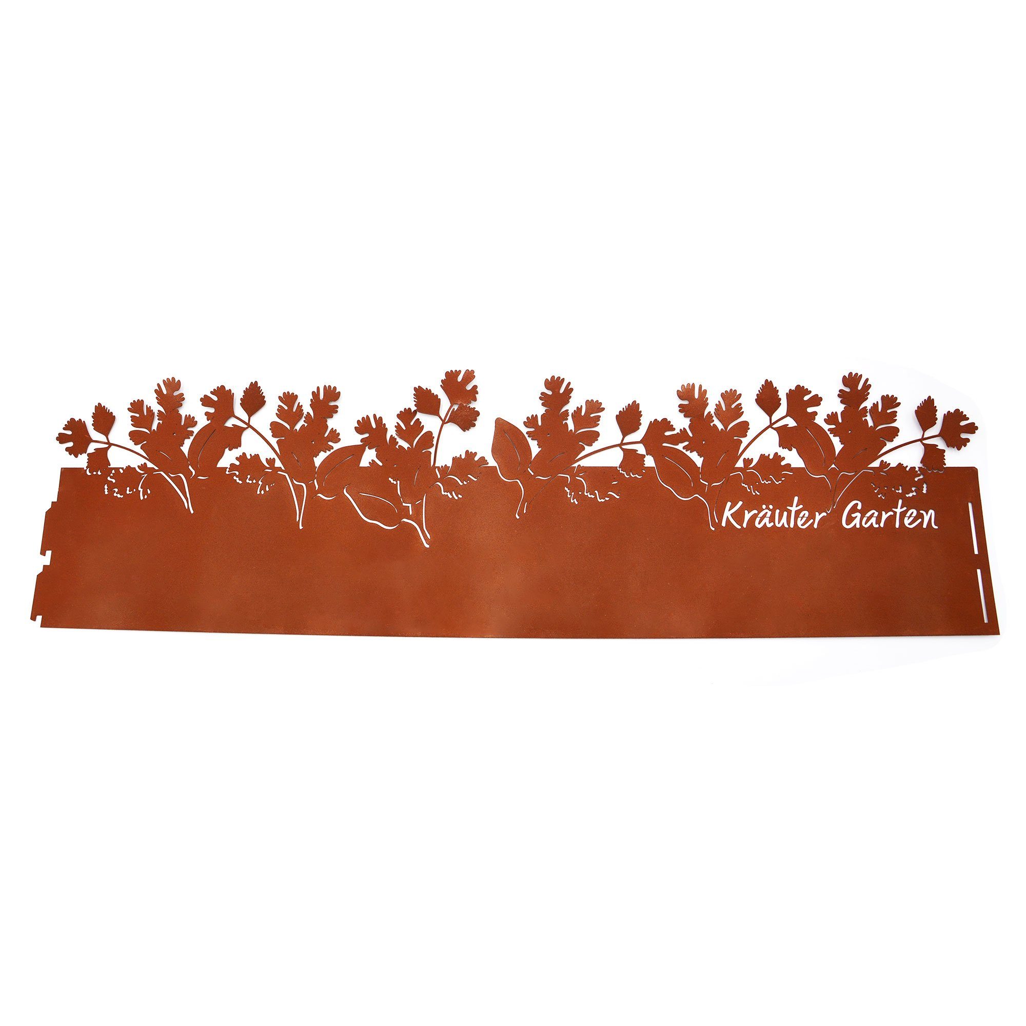 UNUS GARDEN Rasenkante Pflanzring Metall Rostoptik Kräutermotiv Ø 28 cm Garten, Mähkante, Beetumrandung, Rasenkante 78 x 20 cm, robust