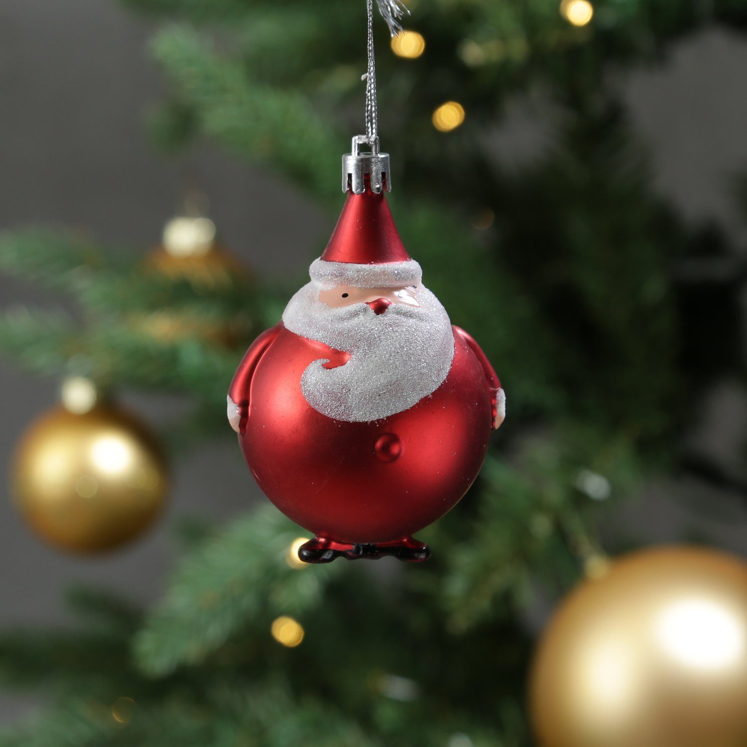 bruchfest 9cm Christbaumschmuck Weihnachtsbaumschmuck matt Weihnachtsmann MARELIDA H: