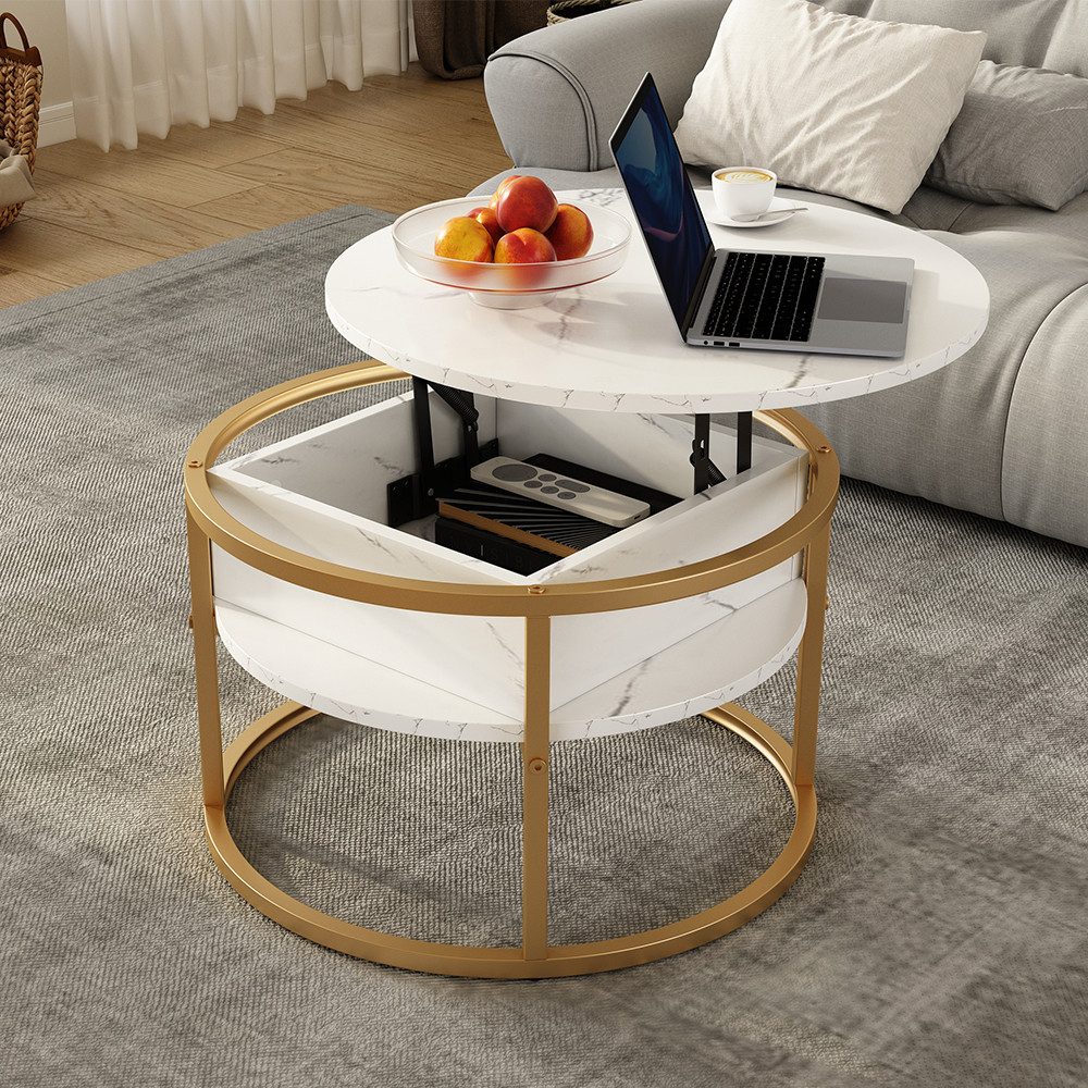 Vicco Couchtisch Marlo, Weiß/Gold, 57 x 57 cm (1-St)