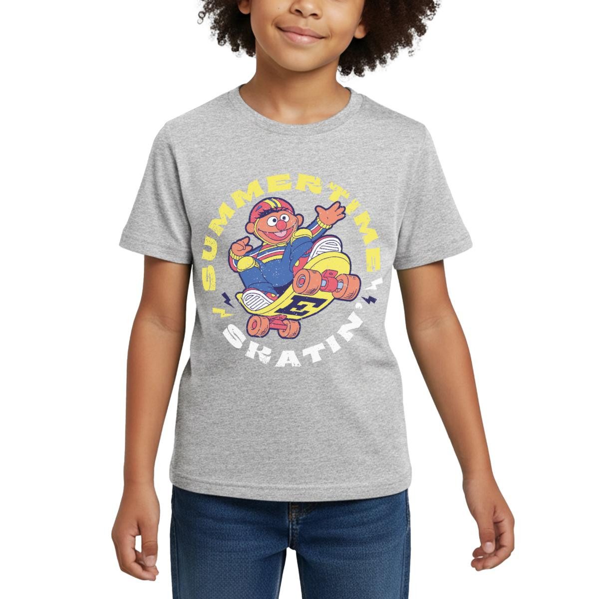 Spreadshirt T-Shirt Sesamstraße Ernie Summer Time Skatin' Skate Design Kinder T-Shirt (1-tlg)