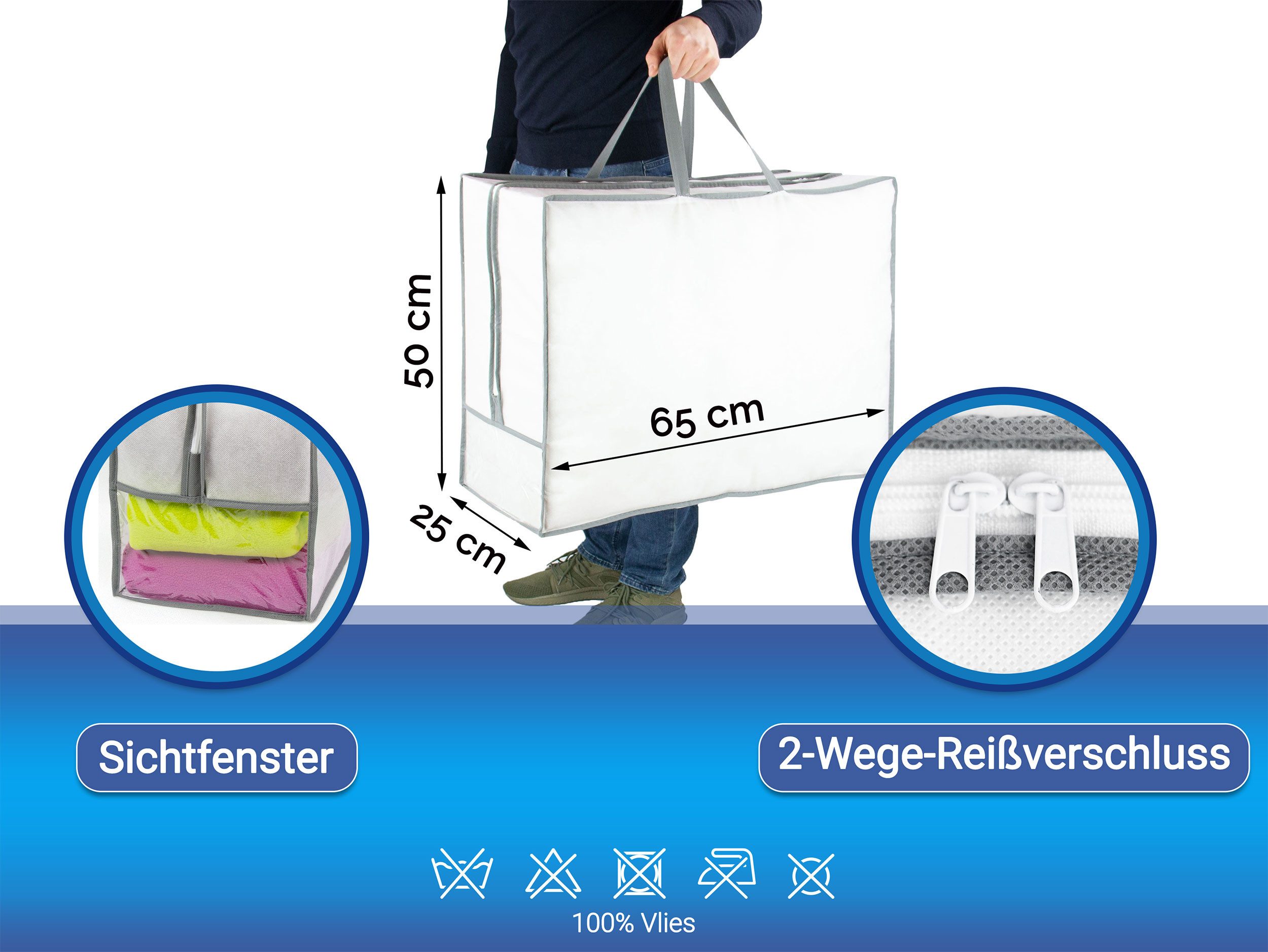ZOLLNER Aufbewahrungstasche (Spar-Set, 2-tlg), 100% Vlies, atmungskativ, 2-Wege-Reißverschluss