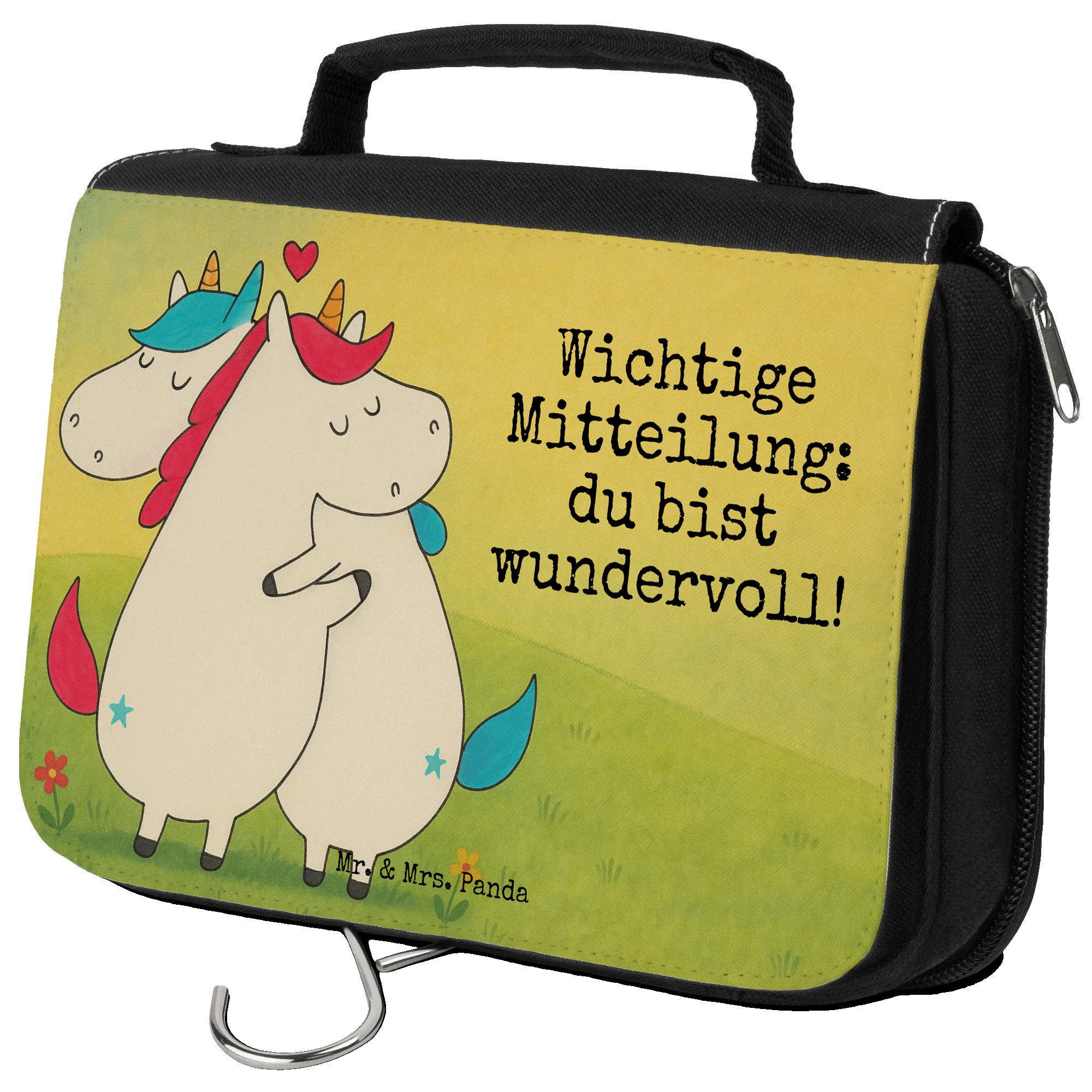Mr. & Mrs. Panda Kulturbeutel Einhorn Mitteilung Design, Kulturbeutel, Weiß, Spruch, Ehe, Einhörner (Packung), duschbeutel Reise-Kulturtasche Schminkbeutel