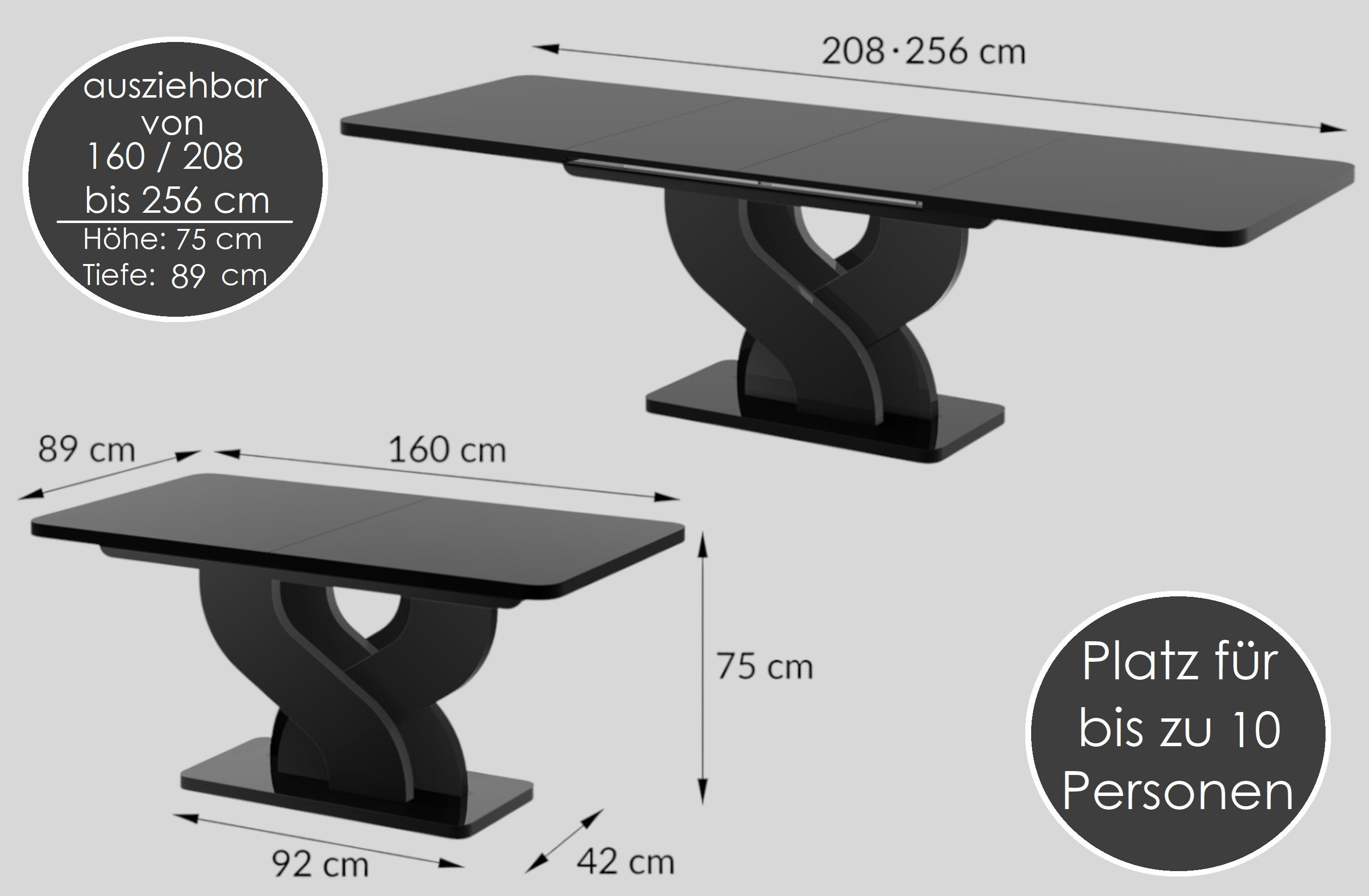 designimpex Esstisch Design Esstisch Bellora ausziehbar Esszimmer Tisch, Esstisch, Esszimmertisch, Tisch, Couchtisch, Wohnzimmertisch, table