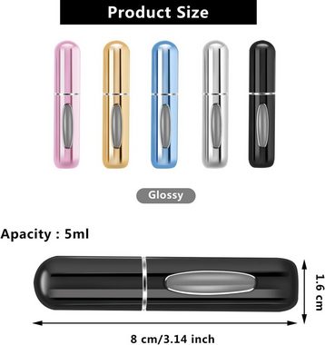 Heyork Parfümzerstäuber 5 Stück Parfümzerstäuber Nachfüllbar 5ml Parfüm Abfüller für Reisen