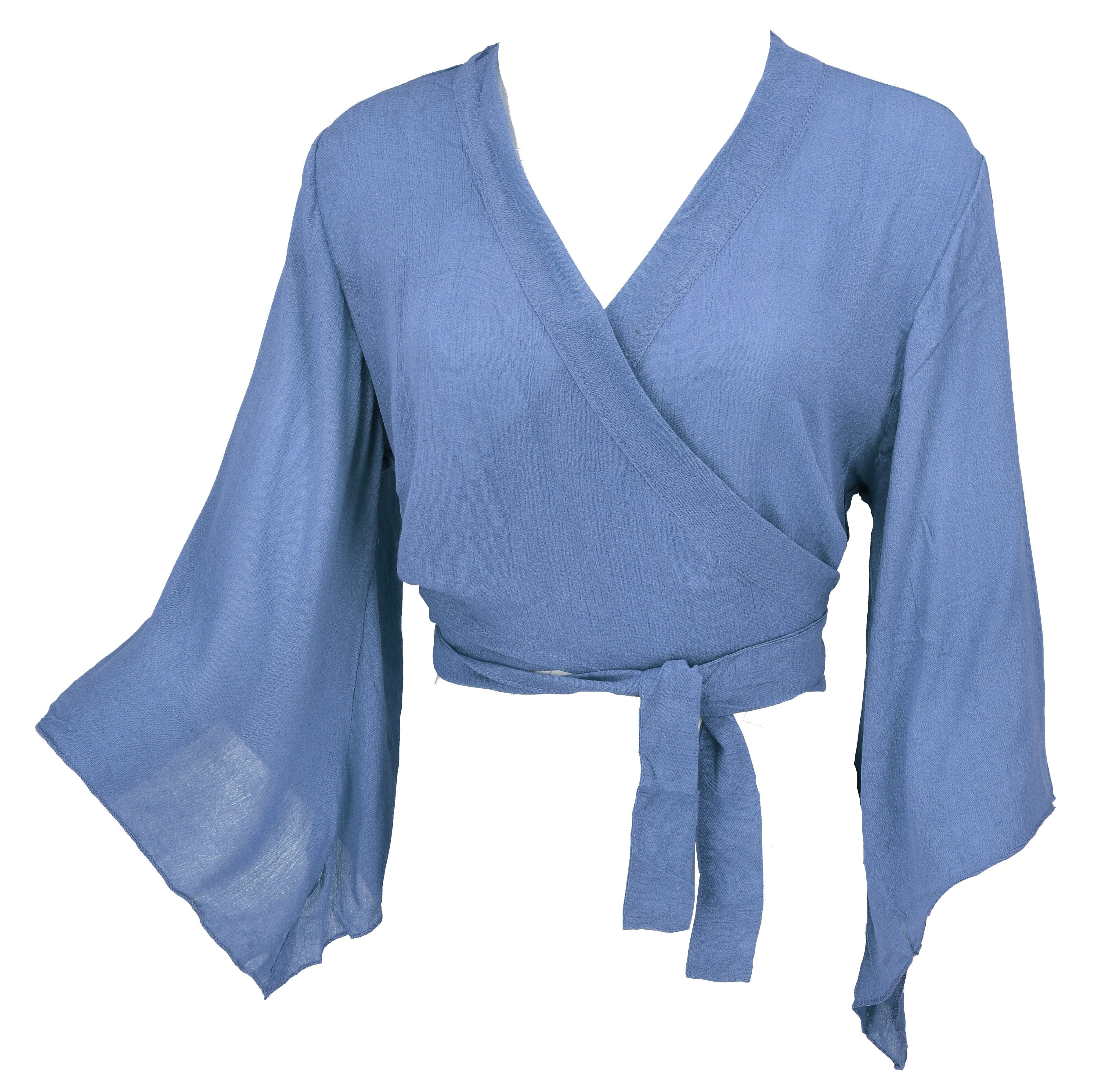 Guru-Shop Longbluse Kurztop, Boho Blusentop, Wickeltop, günstig online kaufen