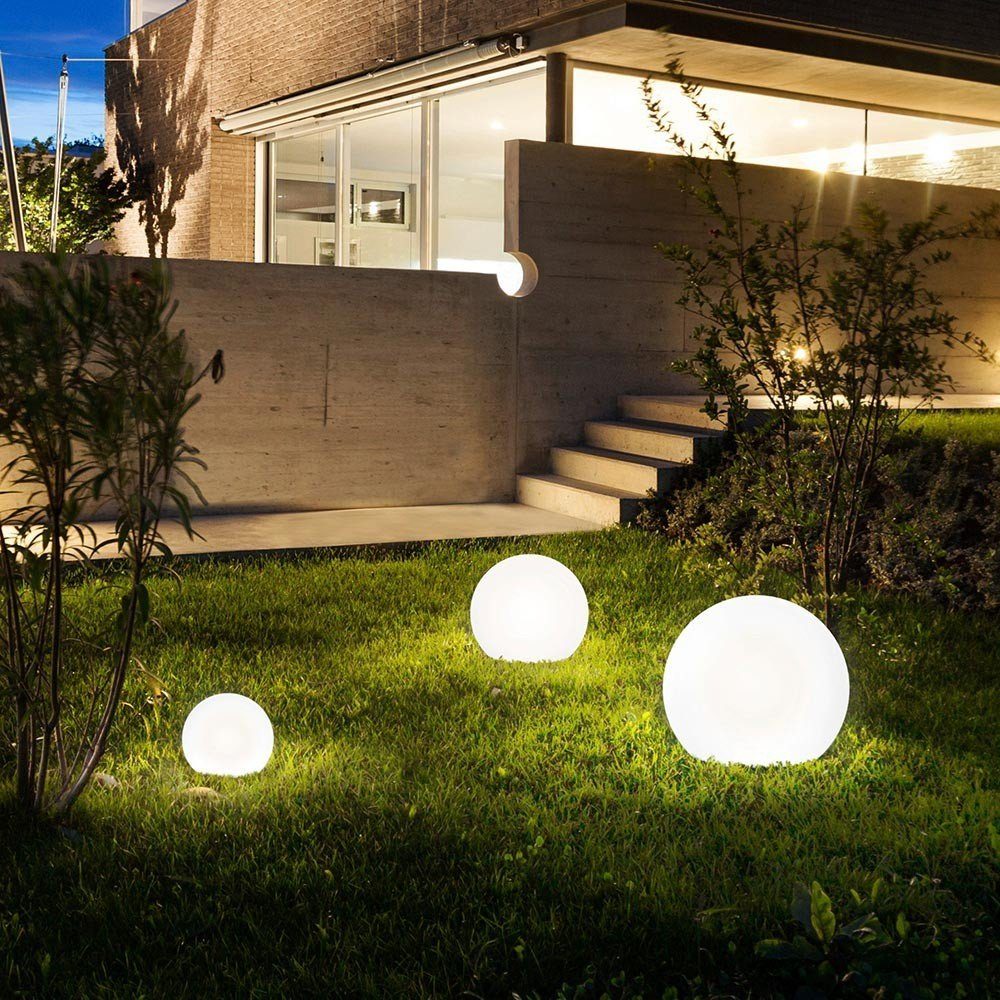 s.luce Dekolicht Garten Kugelleuchten Set Globe Weiß, Ohne Leuchtmittel, Warmweiß
