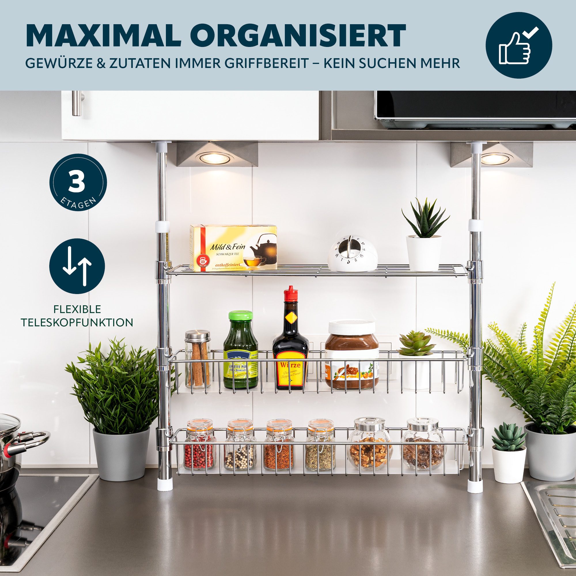 bremermann Küchenregal Teleskop-Küchenregal, mit Ablage, Körben, Einlegeböd günstig online kaufen