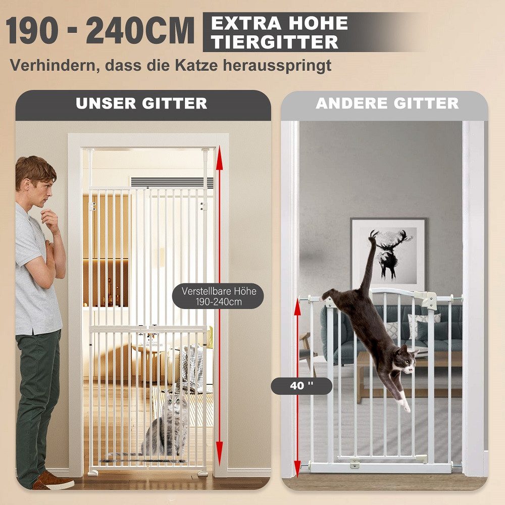 Meulbaty Tierabsperrgitter Extra hohes Katzengitter 180 cm, Katzengitter für Türen ohne Klettern, für 65–72 cm breite Öffnung, kein Bohren, 3,17 cm Rasterabstan – Bild 5 von 5