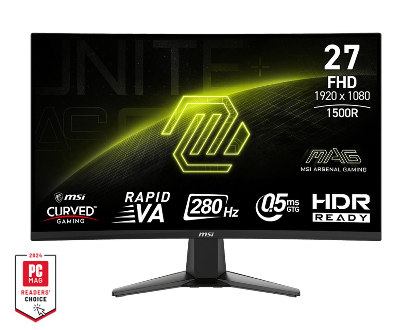 MSI MAG 276CXFDE TFT-Monitor (1920 x 1080 px, Full HD, 0,5 ms Reaktionszeit, 280 Hz, Rapid VA, Curved, Kopfhörerbuchse)