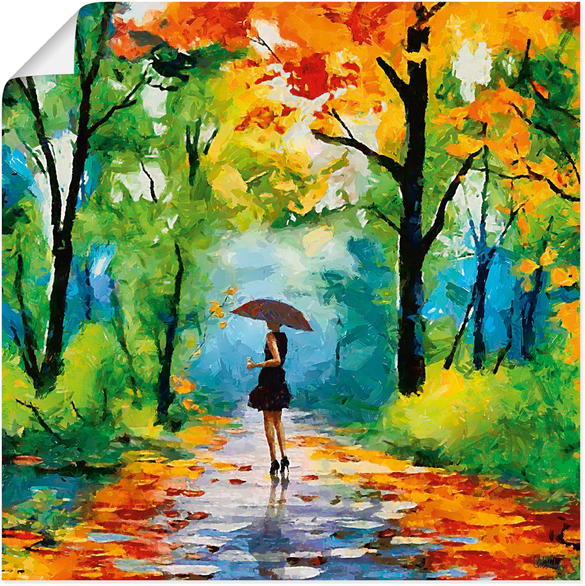Artland Wandbild Herbstlicher Spaziergang im Park, Vier Jahreszeiten Bilder (1 St), als Alubild, Outdoorbild, Leinwandbild, Poster, Wandaufkleber