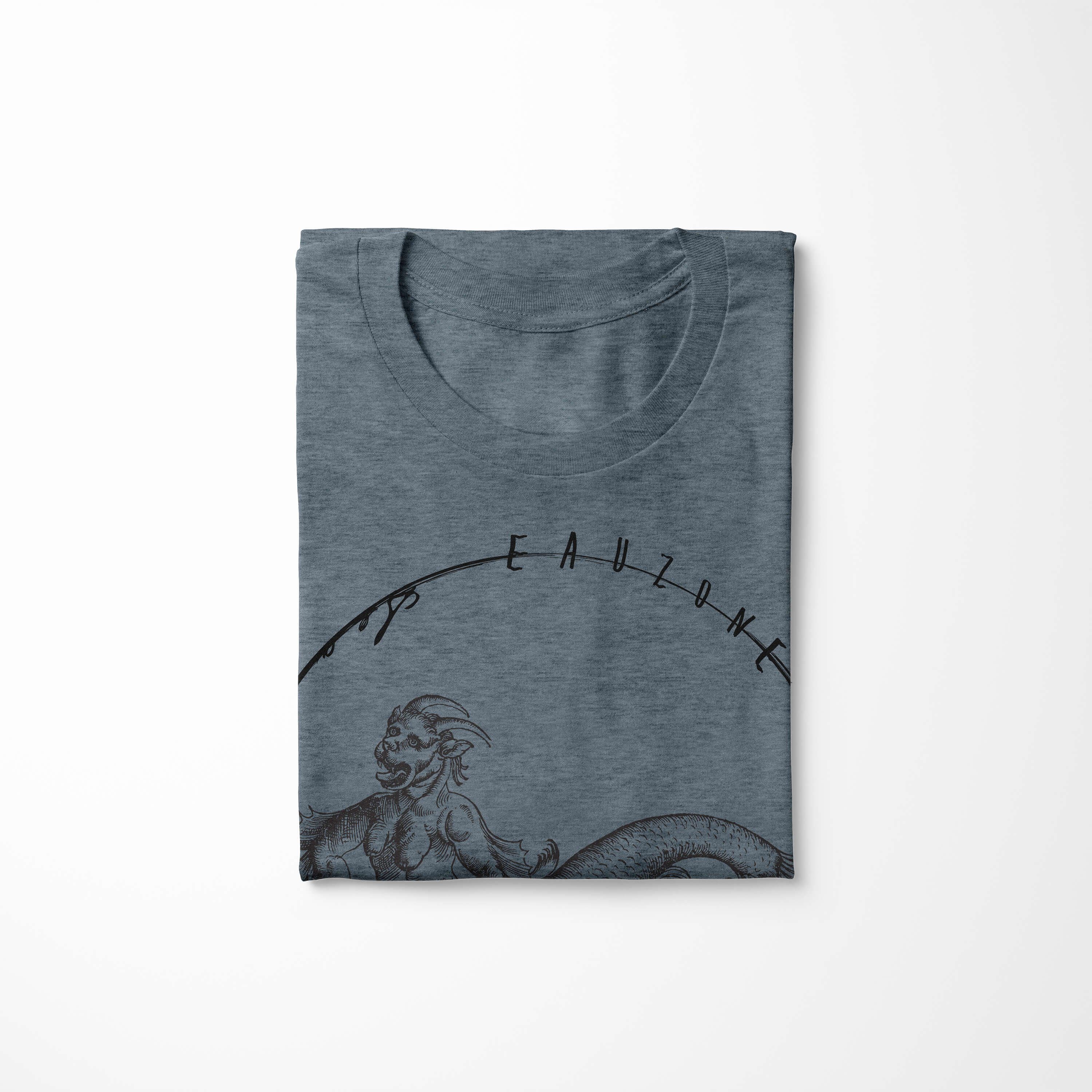 Art Fische feine Struktur T-Shirt / Schnitt Sea Serie: Sea Creatures, sportlicher und Tiefsee 078 Indigo - Sinus T-Shirt