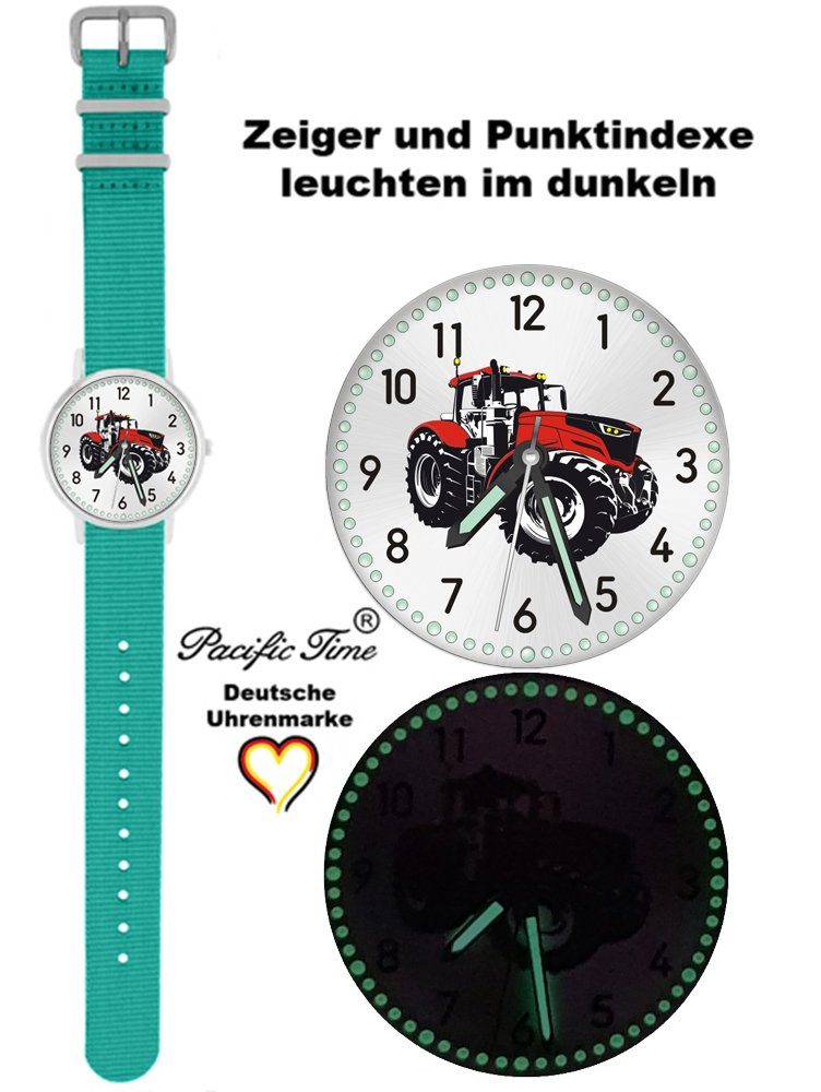 und Match Time Armbanduhr Traktor türkis Pacific rot Design Quarzuhr Mix Versand Wechselarmband, - Kinder Gratis