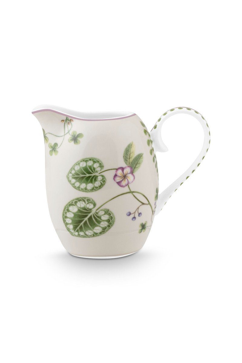 PiP Studio Kanne Lily&Lotus Krug weiss/bunt 250ml, Jug Lily&Lotus Off White 250ml