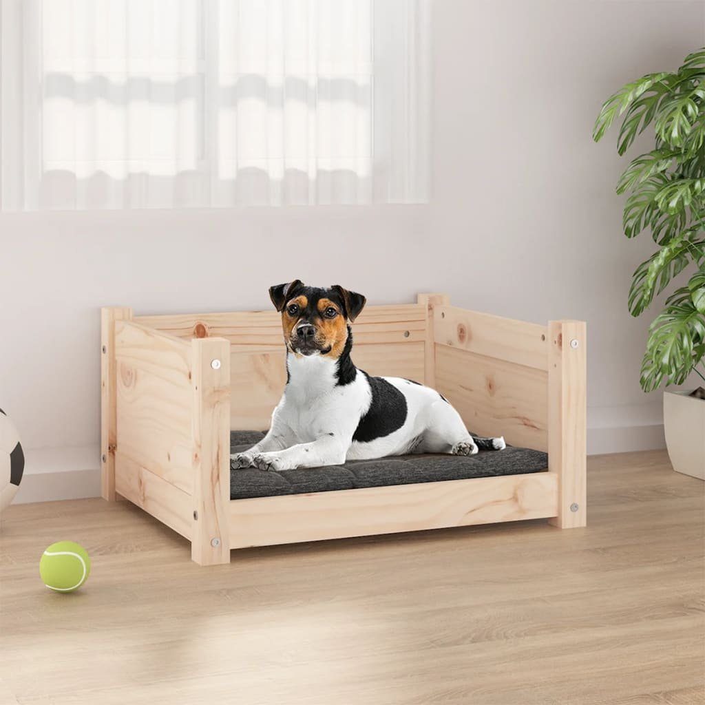 furnicato Tierbett Hundebett aus massivem Massivholz 55,5x45,5x28 cm unbehandelt, Kiefernholz, Gemütliche Hundelaue mit stützenden Seitenwänden für Geborgenheit